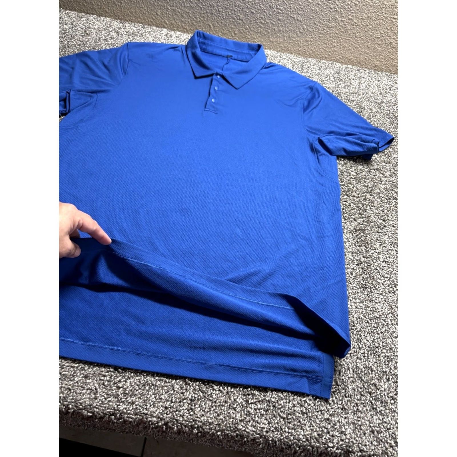 Lululemon Lululemon Polo Shirt Mens Large Blue Short Sleeve Snap Performance Textured Shirt Size US L / EU 52-54 / 3 - 7 Thumbnail