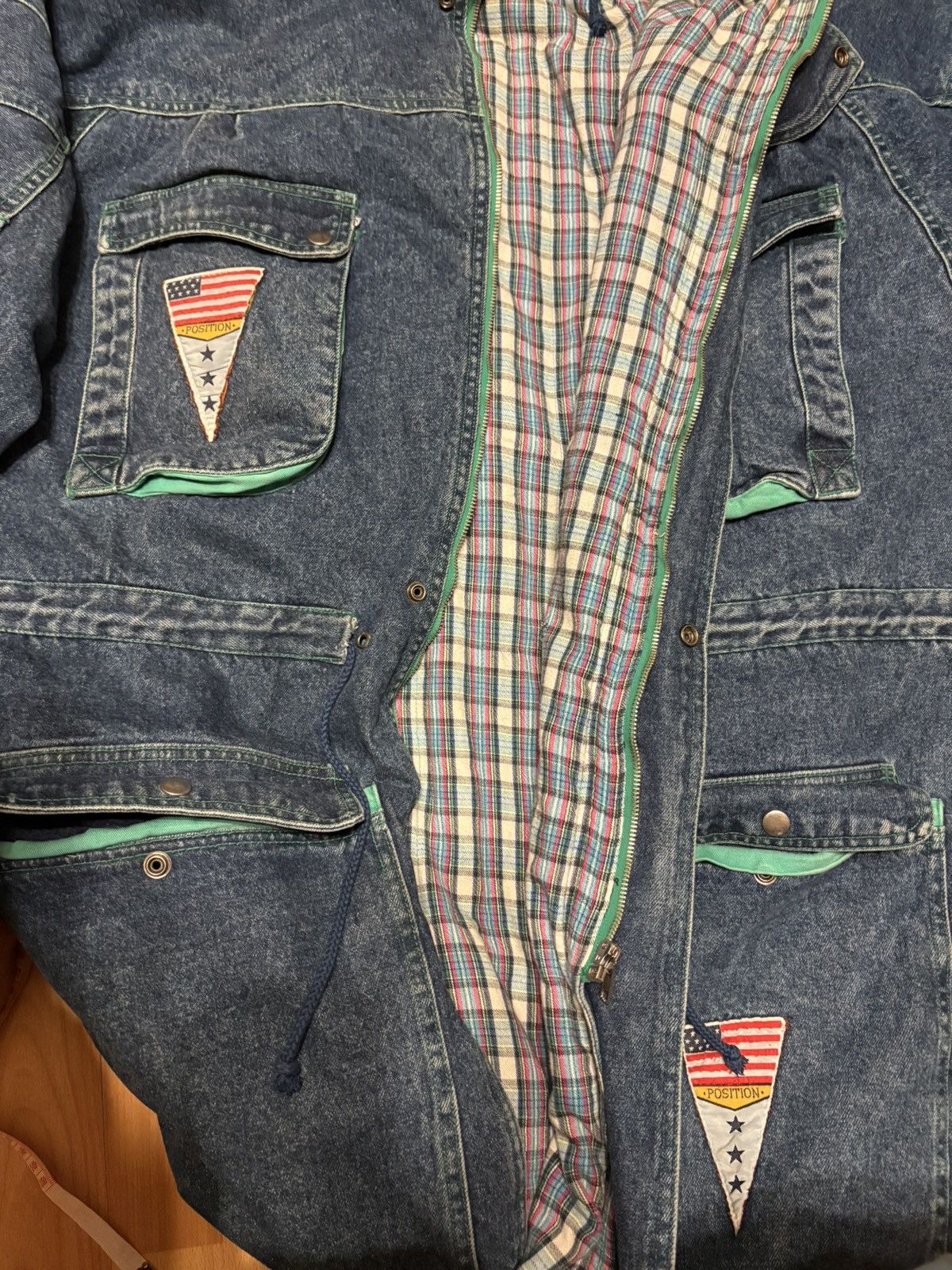 Vintage Vintage East Boys Denim Jacket 90’s Plaid Lined Trench Chore Size US XXL / EU 58 / 5 - 15 Thumbnail