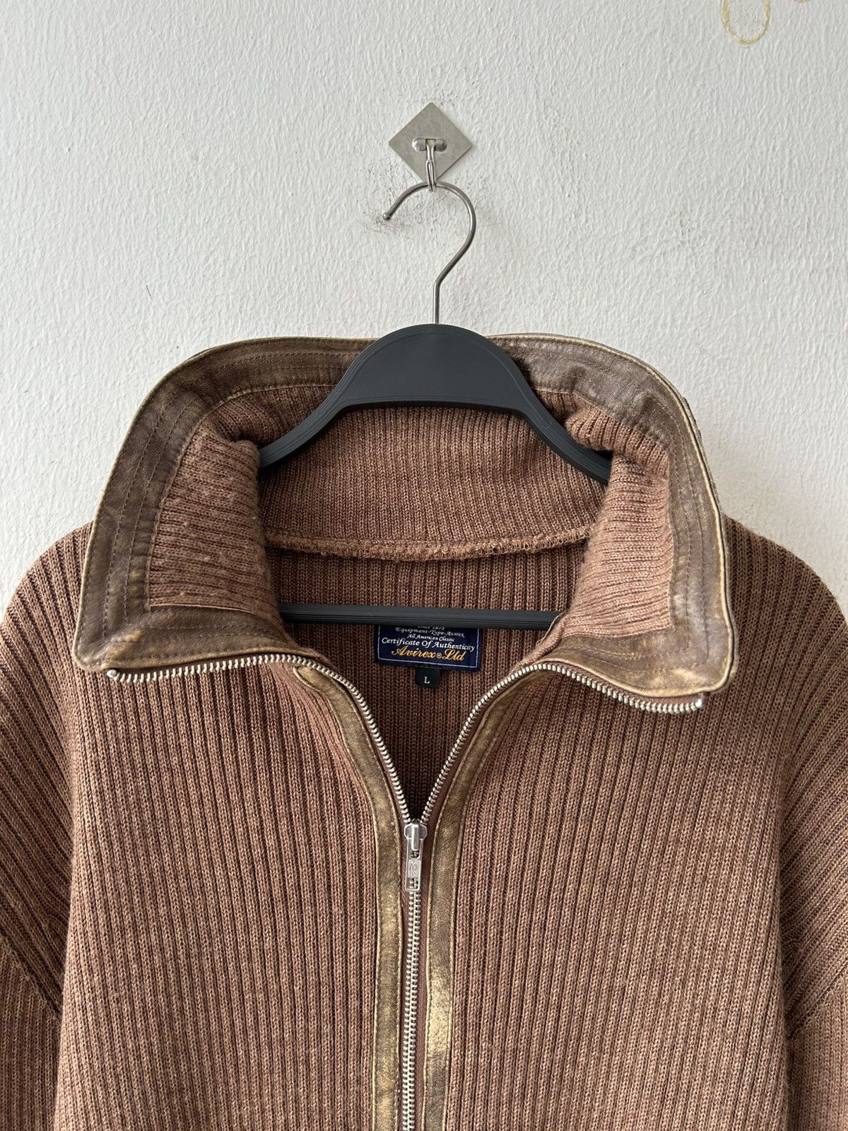 Avirex Avirex Knit Brown Leather Zipper Size US L / EU 52-54 / 3 - 5 Thumbnail