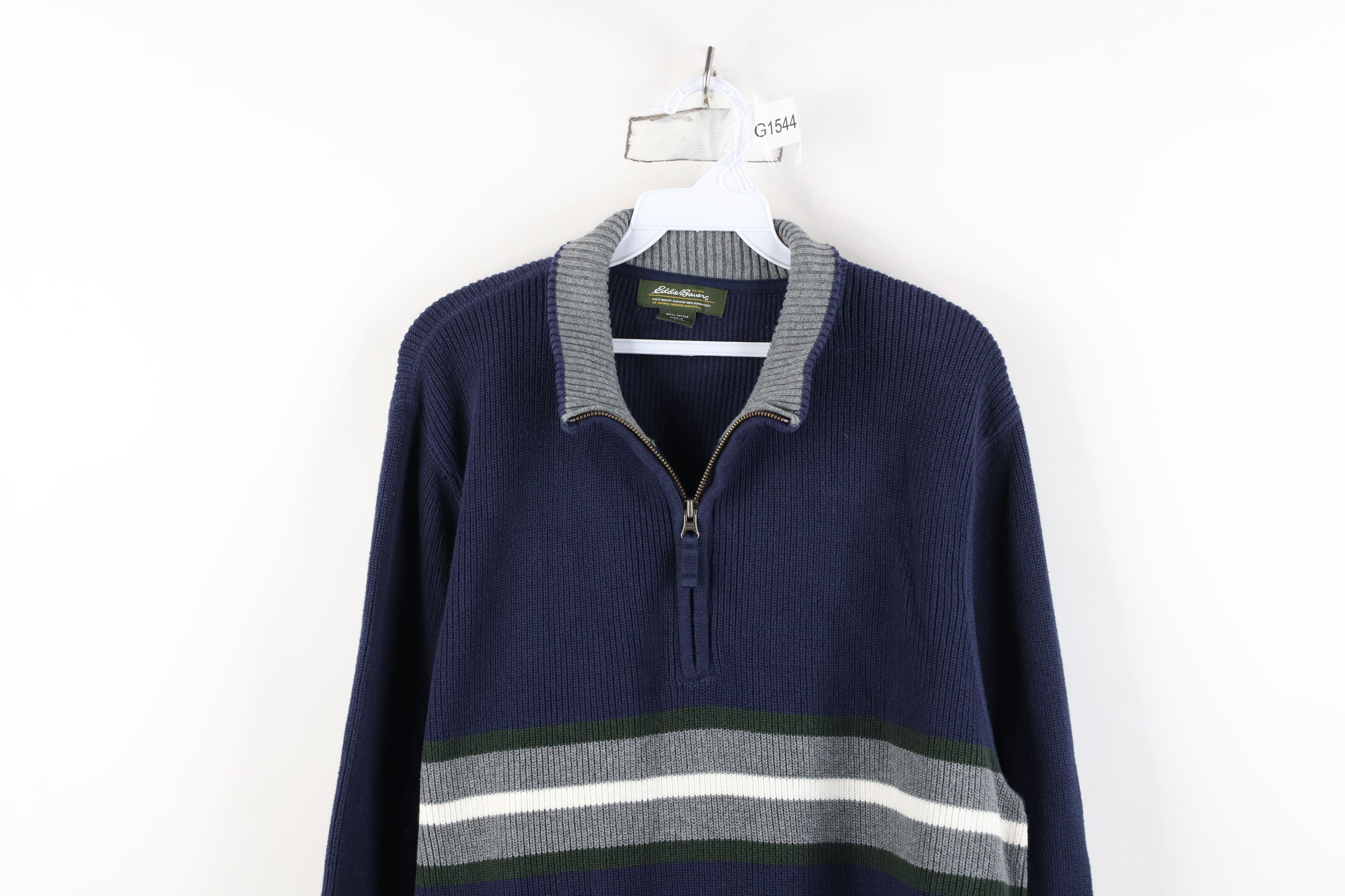 Eddie Bauer Vintage Eddie Bauer Cotton Ribbed Knit Half Zip Sweater Size US L / EU 52-54 / 3 - 2 Thumbnail