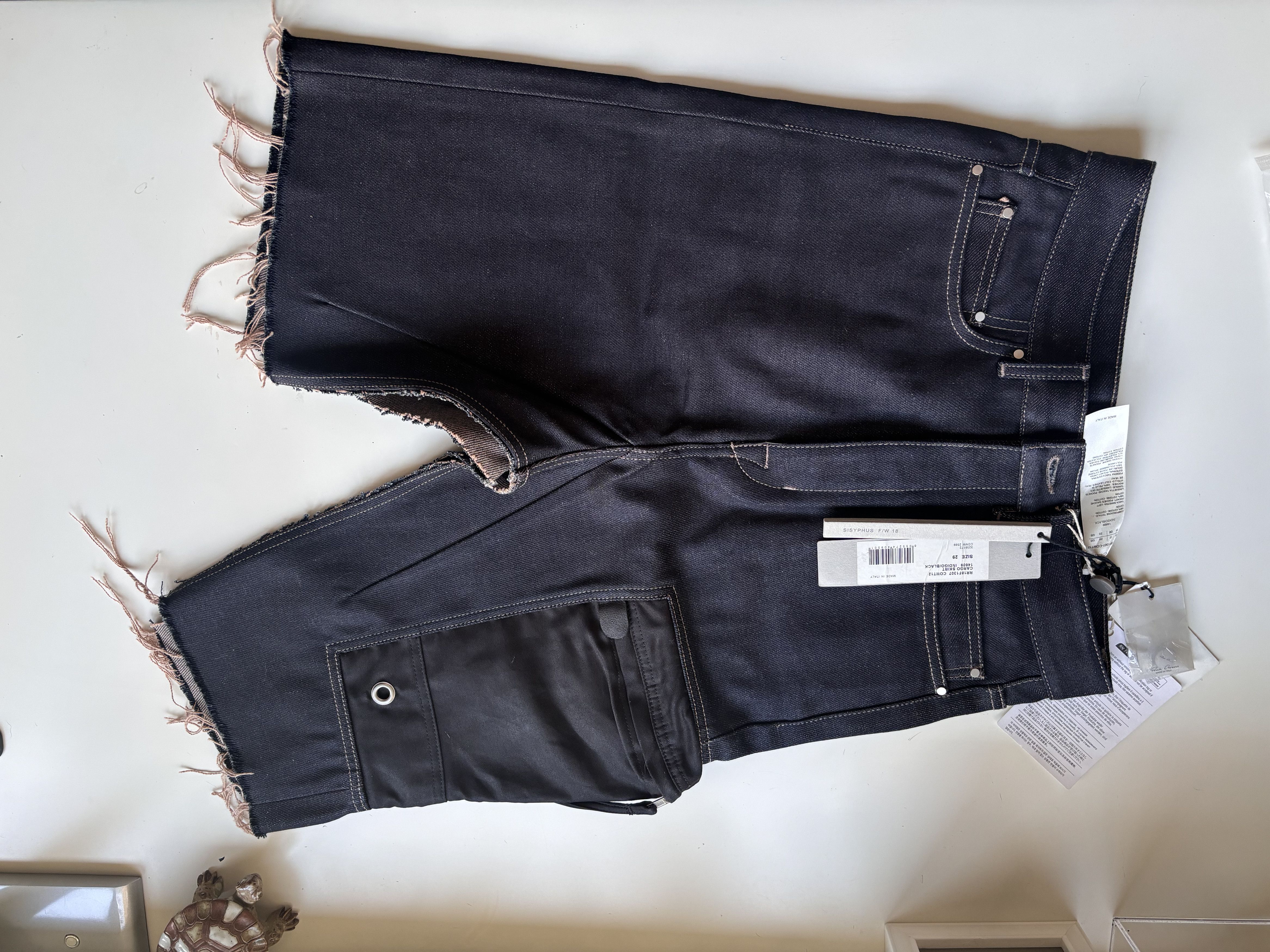 Rick Owens FW18 SISYPHUS runway denim cargo skirt — NWT Size US 29 - 2 Thumbnail