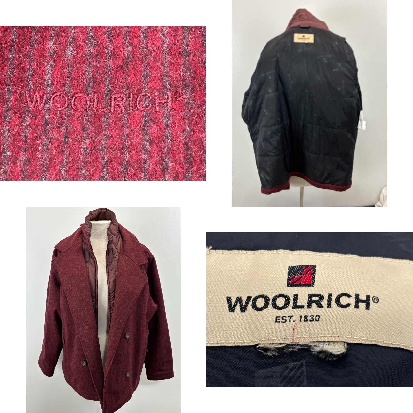 Vintage Woolrich Wool Blend Pea Coat Women’s XL Burgundy Double Breasted Inner Layer Coat Women XL Burgundy Wool Blend Pea Coat Females Vintage? No. Size XL / US 12-14 / IT 48-50 - 8 Thumbnail