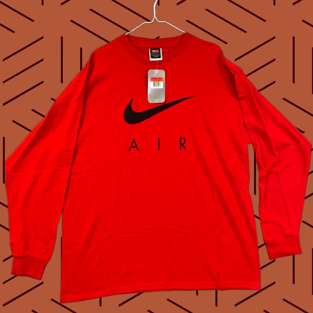 Nike VINTAGE Nike Shirt Long Sleeve Adult Large Red Black Swoosh 2002 Y2K Mens Size US L / EU 52-54 / 3 - 1 Thumbnail
