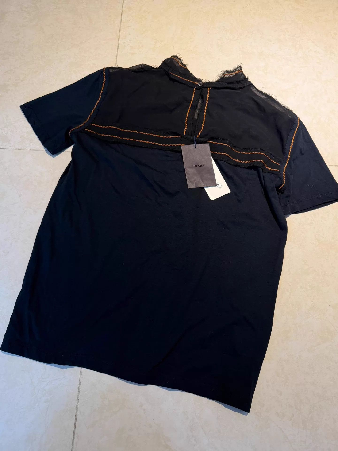 Prada PRADA Tulle Orange Colorblock Knit Polo Unisex L Size L / US 10 / IT 46 - 1 Thumbnail