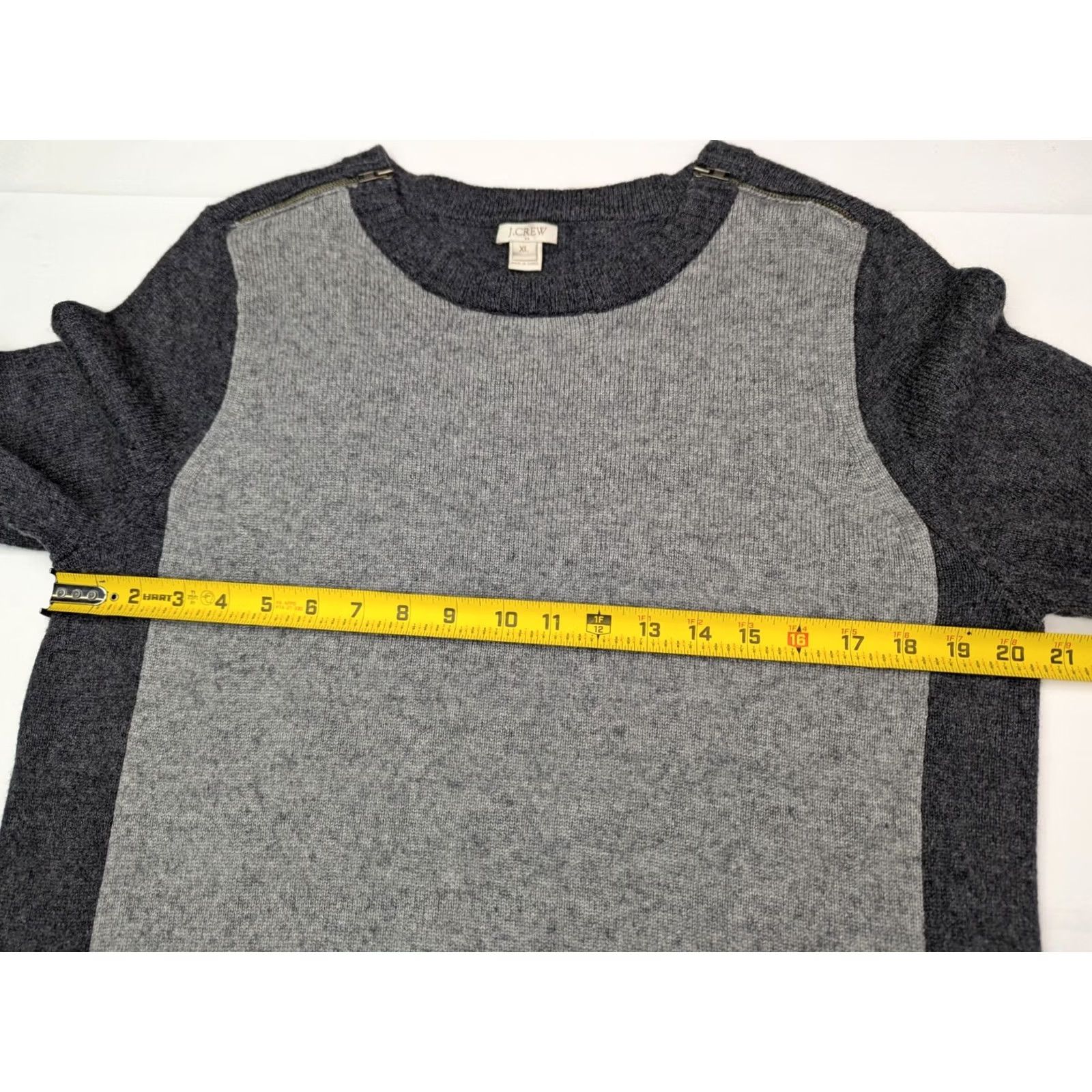 J.Crew J Crew Sweater Women XL Gray Merino Wool Blend Color block Multi-zip Ribbed Size XL / US 12-14 / IT 48-50 - 6 Thumbnail