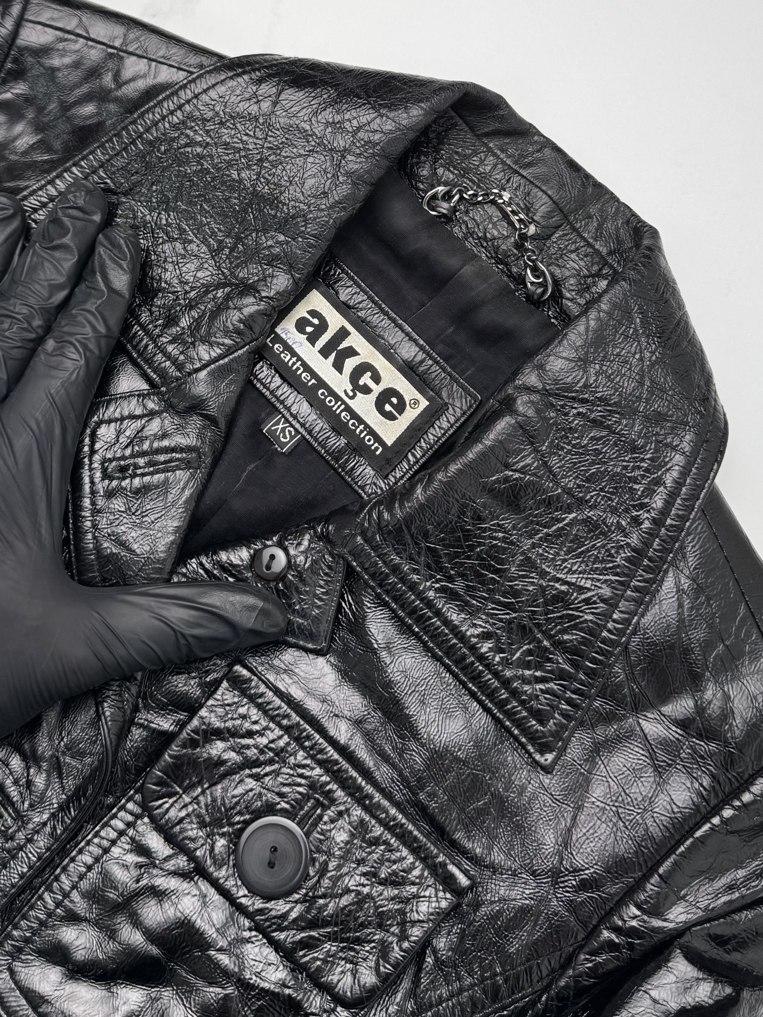 Vintage Women Black Leather Jacket Y2K Vintage Button Up Fitted Size XS / US 0-2 / IT 36-38 - 5 Thumbnail