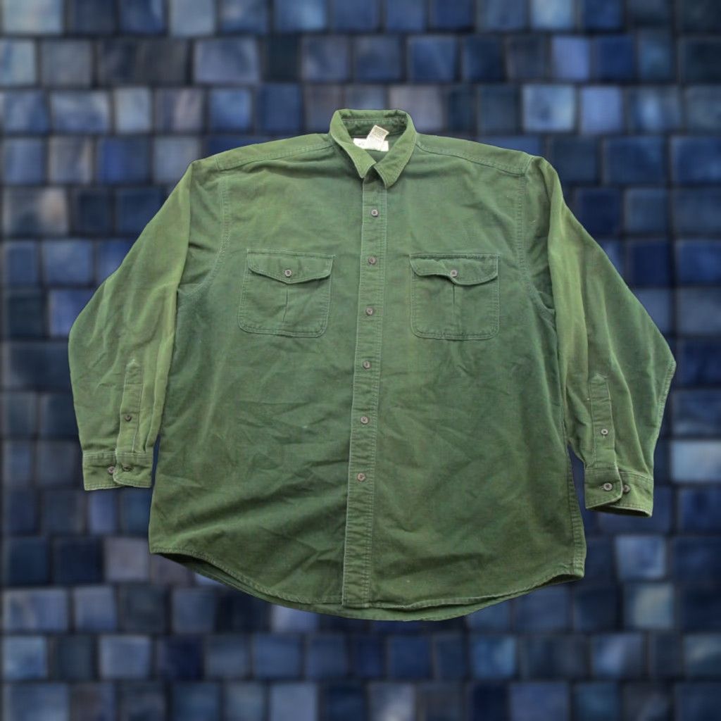 Eddie Bauer VINTAGE Eddie Bauer Button-Up Green Flannel Shirt Mens Size L Collared Long Sleeve Cotton Cotton Shirt Controls? (Wait) Size US L / EU 52-54 / 3 - 1 Thumbnail