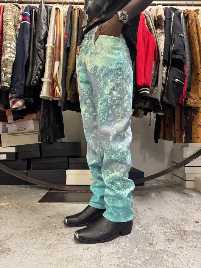 Designer × Roberto Cavalli × Vintage 1990s Roberto Cavalli Green Waves Pants Size US 39 - 3 Thumbnail