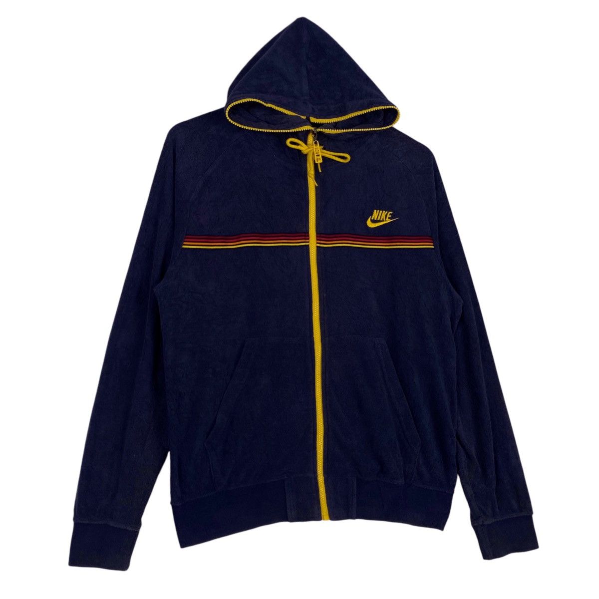Nike × Vintage Vintage Nike Full Zip Small Embroided Logo Hoodie Navy Blue Size US L / EU 52-54 / 3 - 3 Thumbnail