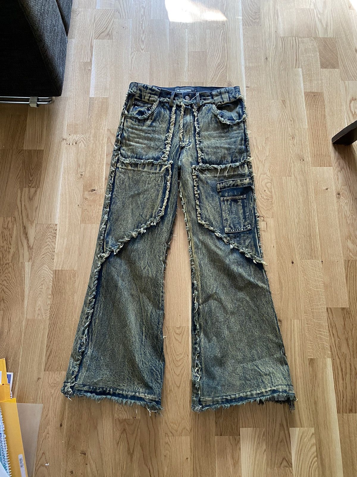 image of No Faith Studios Nofaithstudios Distressed Denim Small in Blue, Men's (Size 30)