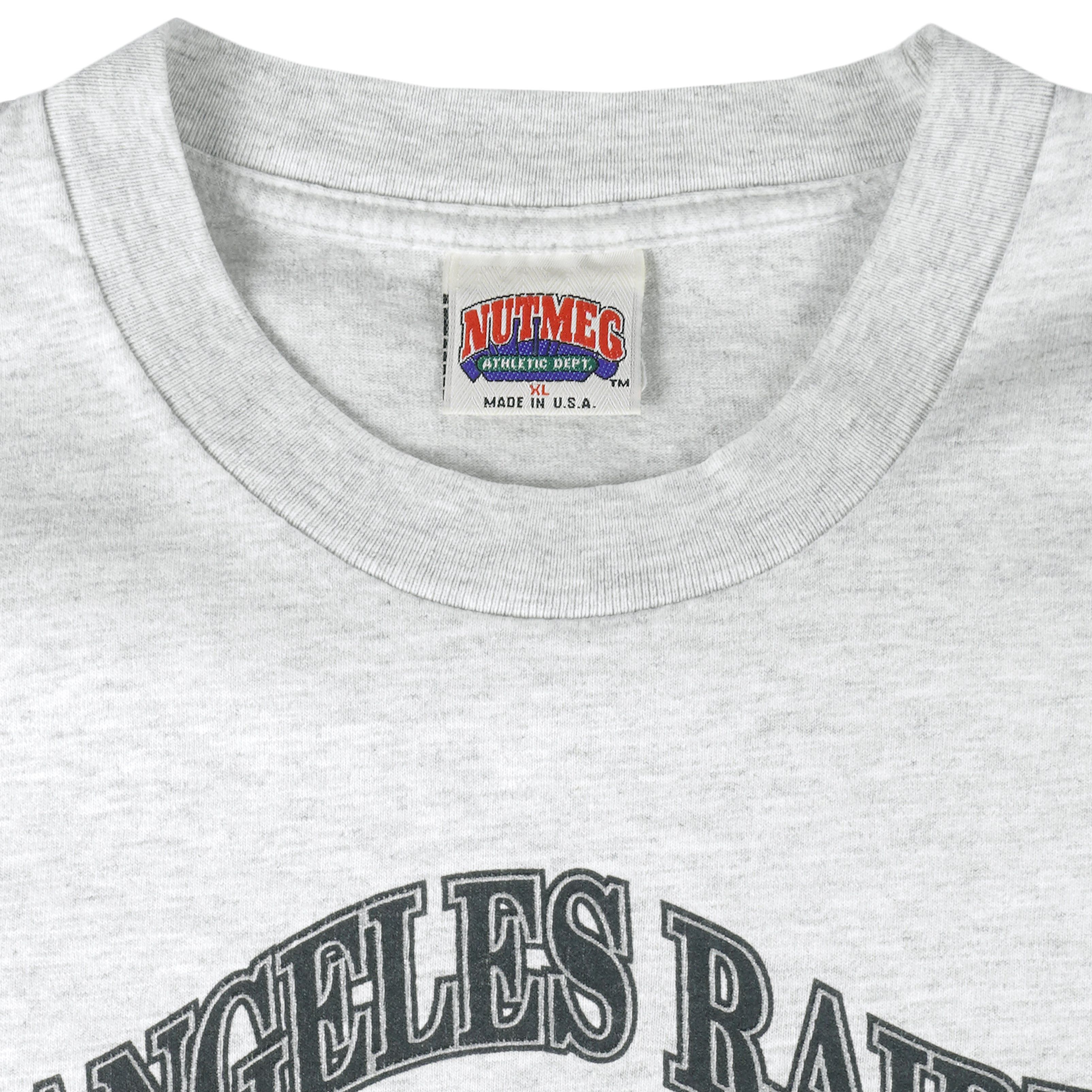 Nutmeg NFL - Los Angeles Raiders Embroidered T-Shirt 1990s Size US L / EU 52-54 / 3 - 4 Thumbnail