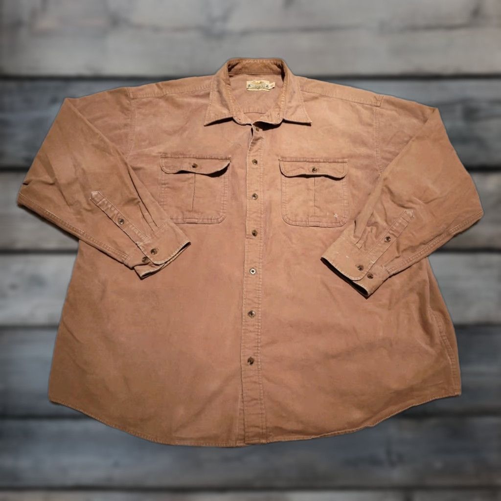 Vintage VINTAGE Cabela's Men’s Button-Up Shirt Heavy Flannel Chamois Cotton 3XL Tall Brown Outdoors Fall Winter Size US XXL / EU 58 / 5 - 1 Thumbnail