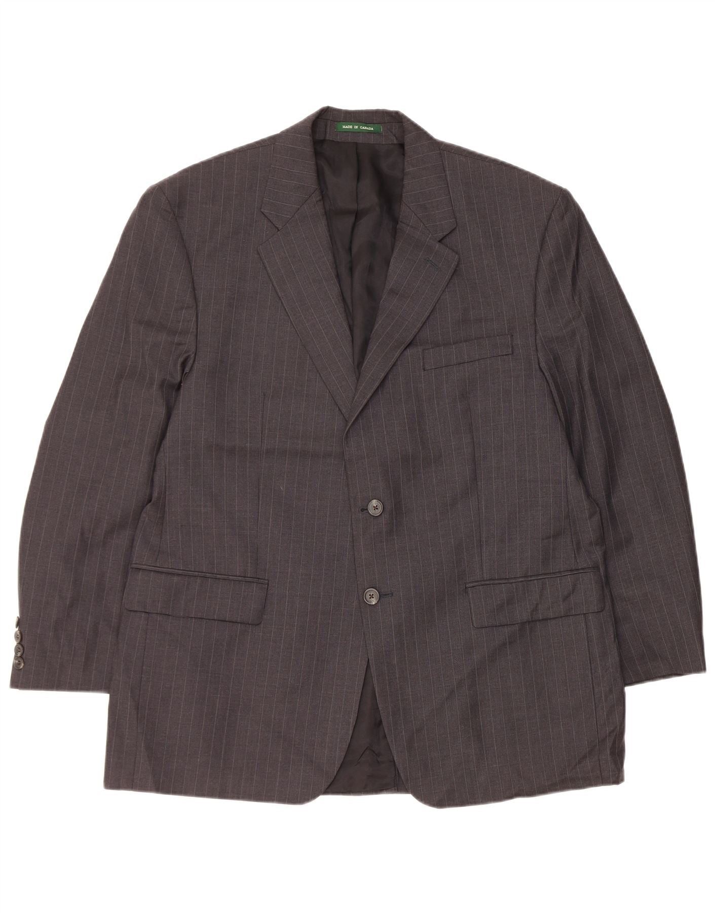 Ralph Lauren Mens 2 Button Blazer Jacket UK 44 XL Grey Pinstripe Wool Size US L / EU 52-54 / 3 - 1 Thumbnail