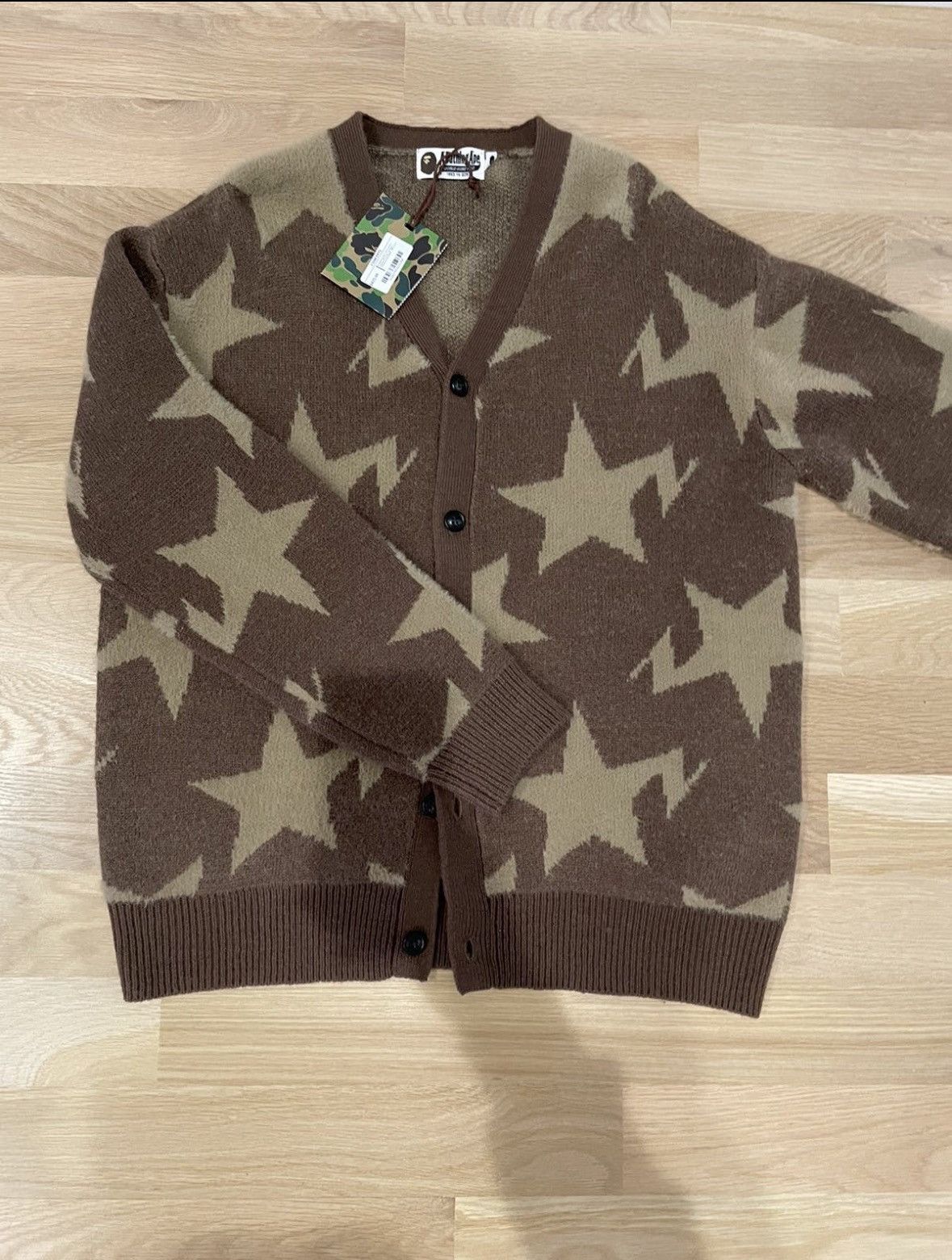 image of Bape Knit Sweater Cardigan in Brown, Men's (Size Small)