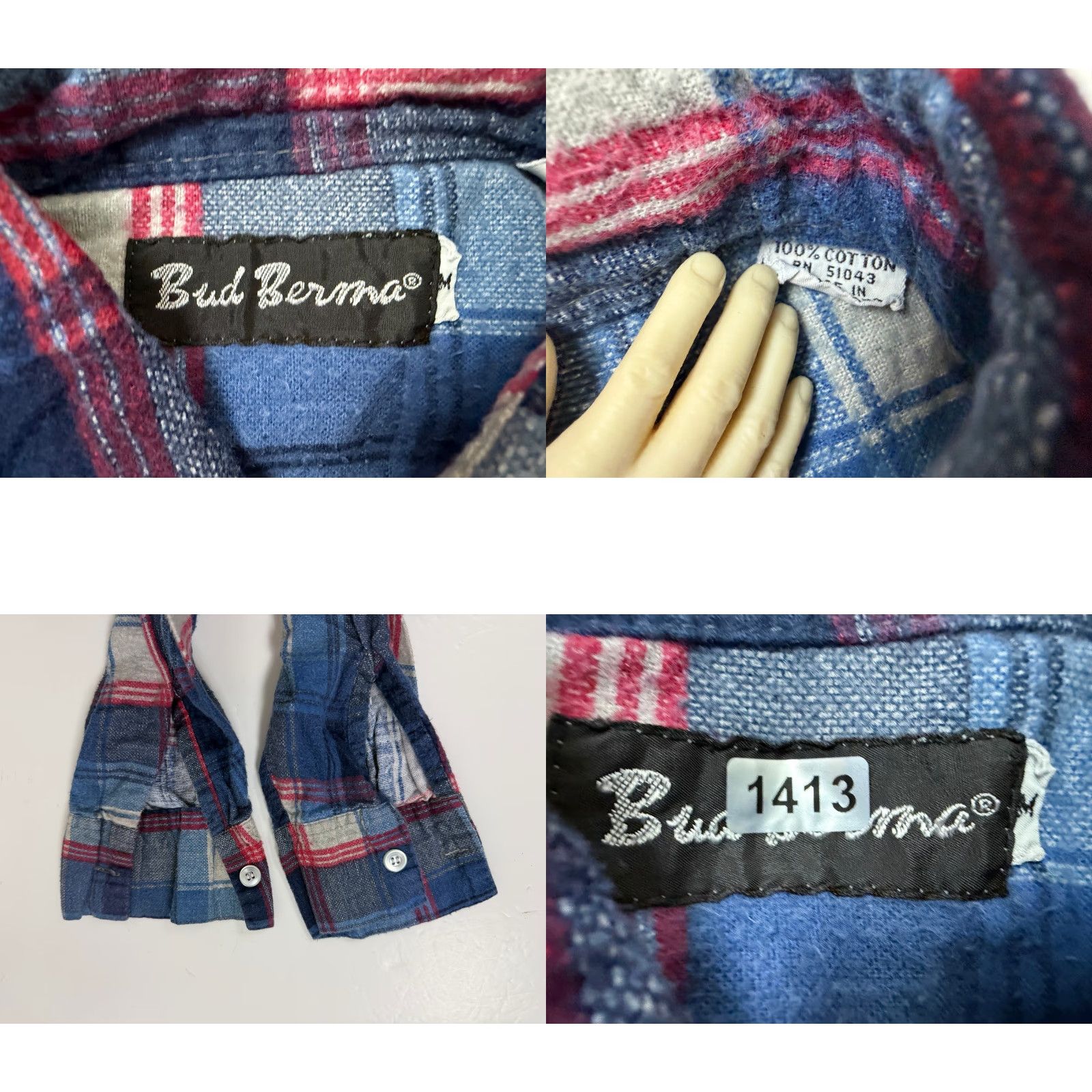 Vintage VINTAGE Bud Berma Flannel Shirt Men M Blue Plaid 70s Collar Button-Up Long Sleeve Size US M / EU 48-50 / 2 - 9 Thumbnail