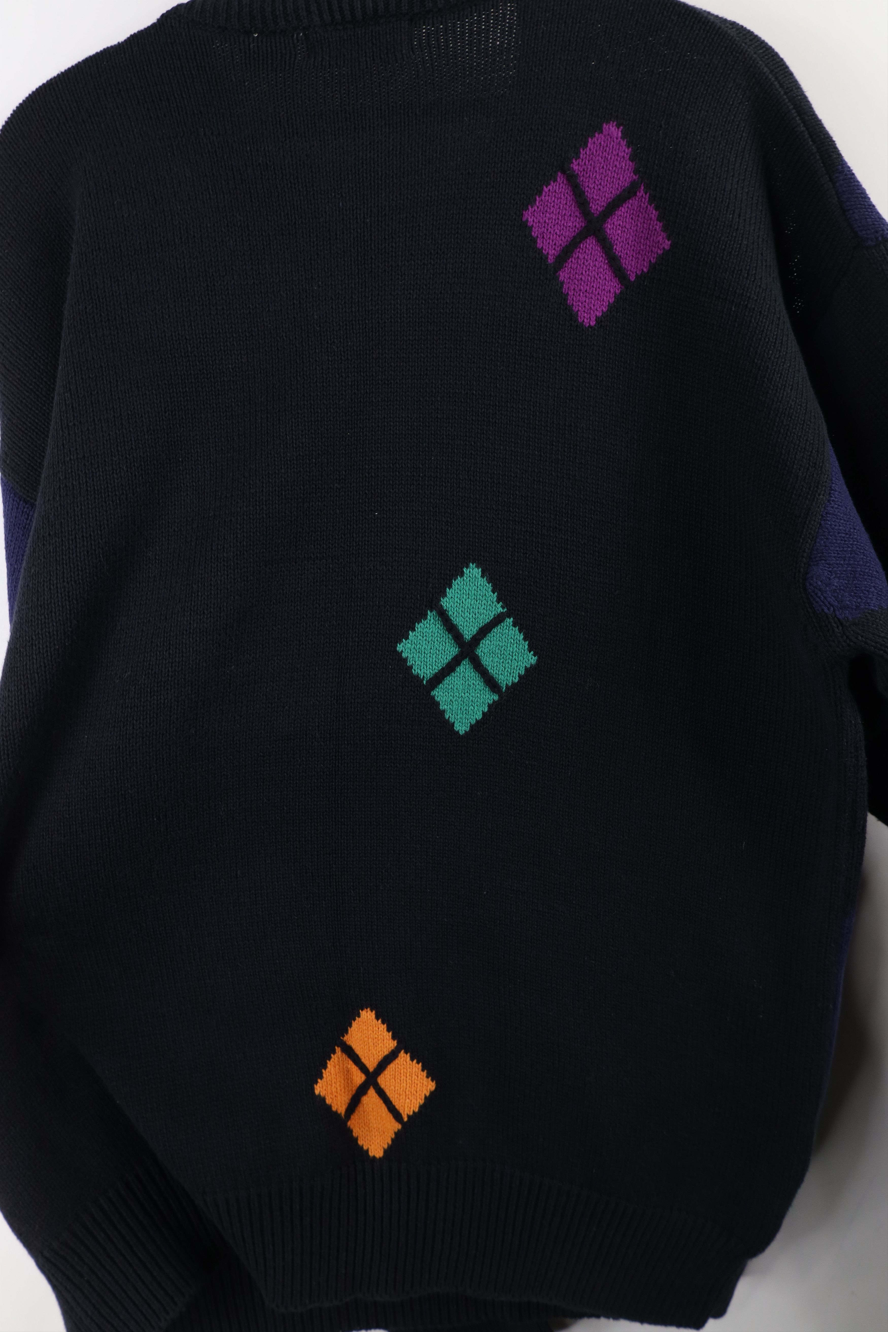 Vintage Vintage 90s Streetwear Argyle Diamond Knit Crewneck Sweater Size US L / EU 52-54 / 3 - 10 Thumbnail