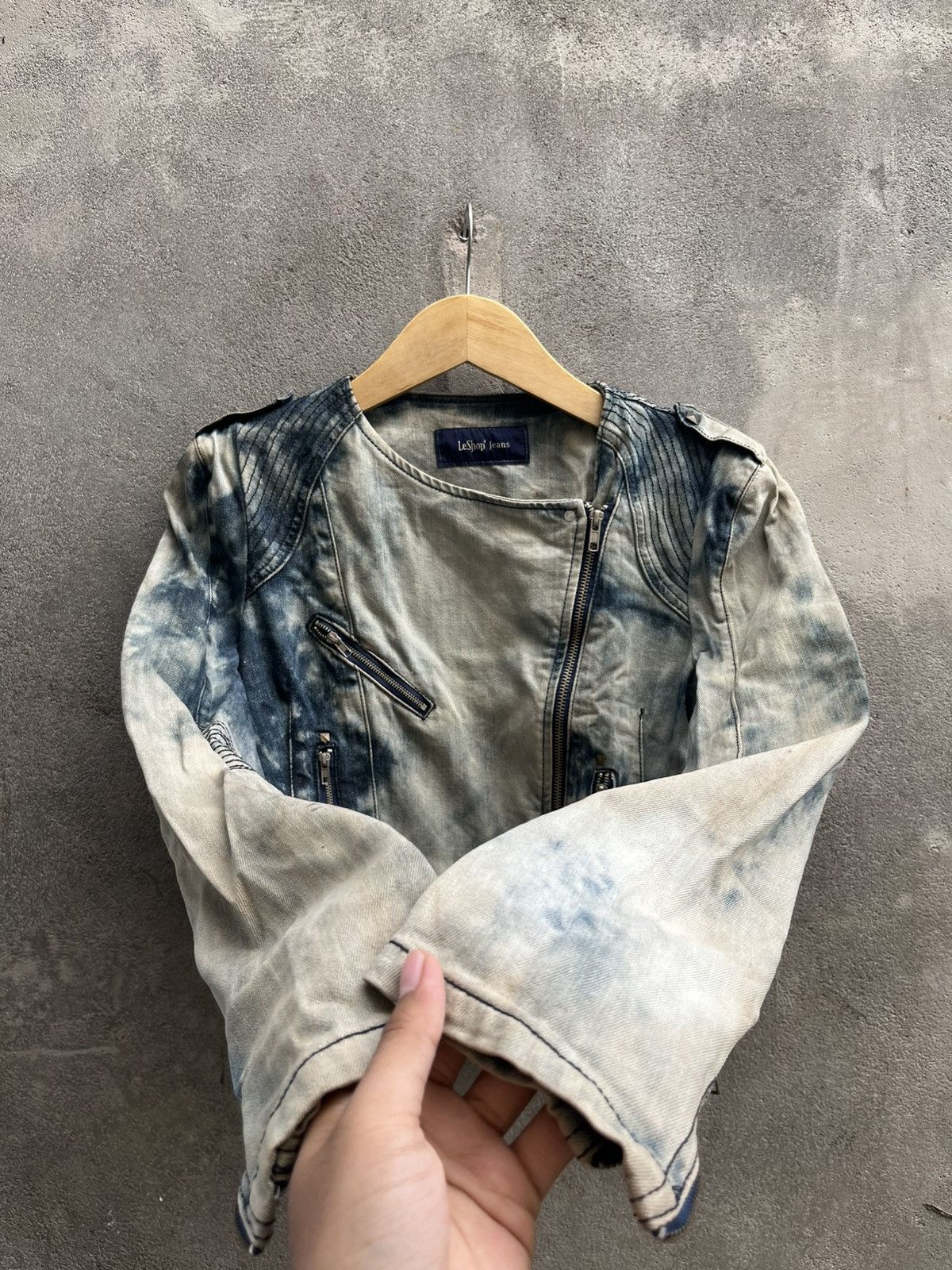 If Six Was Nine × Isamu Katayama Backlash × Le Grande Bleu (L.G.B.) Bleached Biker Denim Jacket – If Six Was Nine Vibe Size US S / EU 44-46 / 1 - 4 Thumbnail