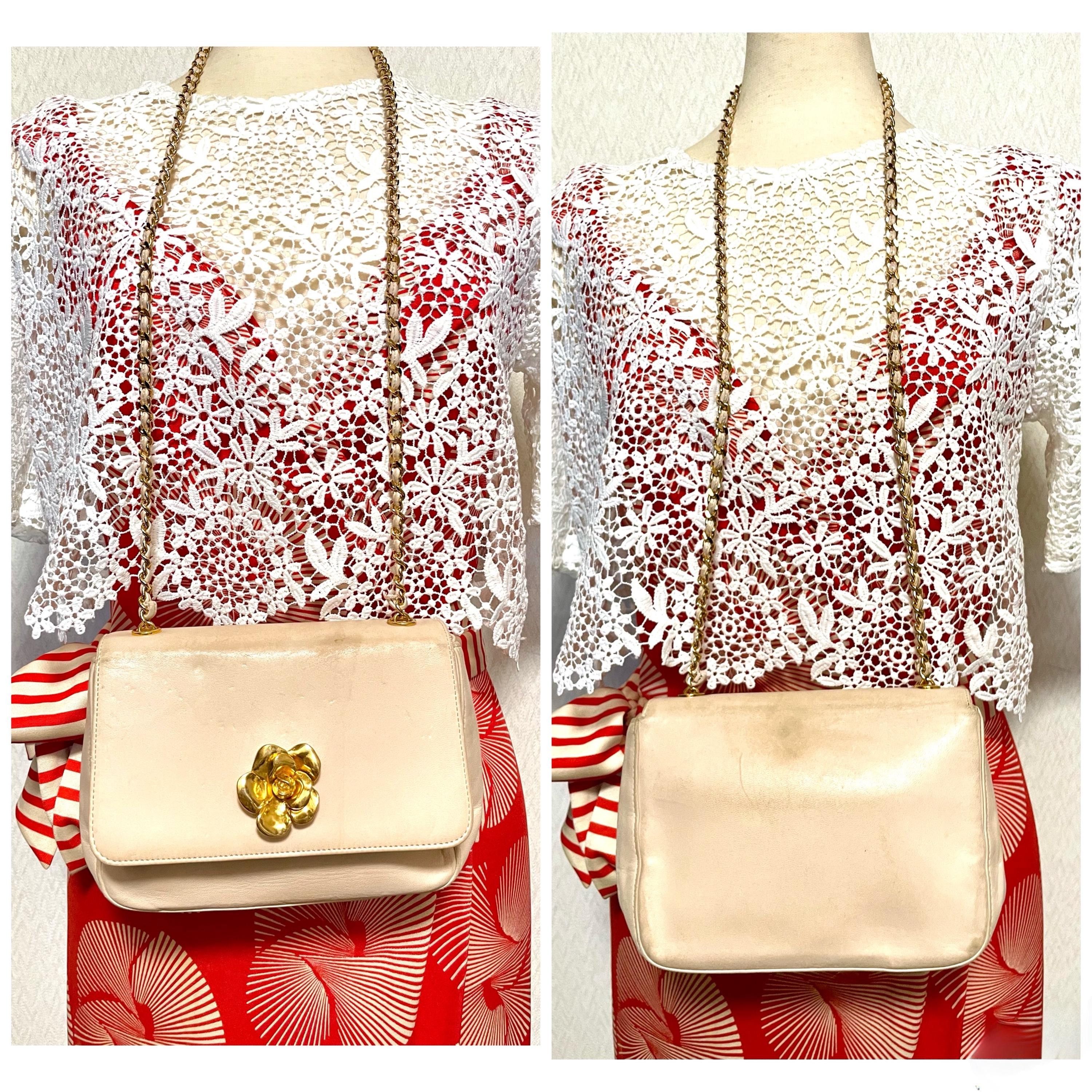 Chanel Vintage CHANEL pale pink beige lambskin chain shoulder bag Size ONE SIZE - 2 Thumbnail