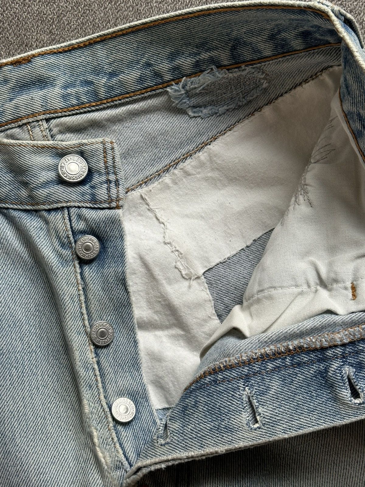 Levi's Levi's 501 repaired/stitched/sashiko distressed jeans Size US 28 / EU 44 - 14 Thumbnail