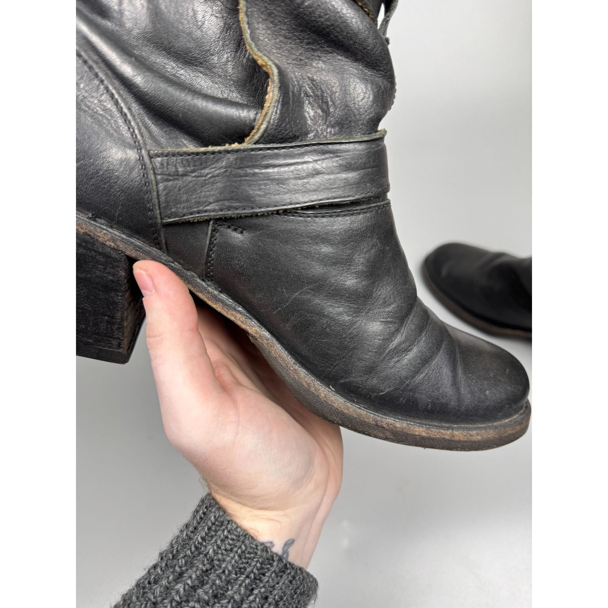 Fiorentini + Baker Fiorentini + Baker Mid Heel Black Leather Boots (Y1240) Size US 9 / IT 39 - 9 Thumbnail