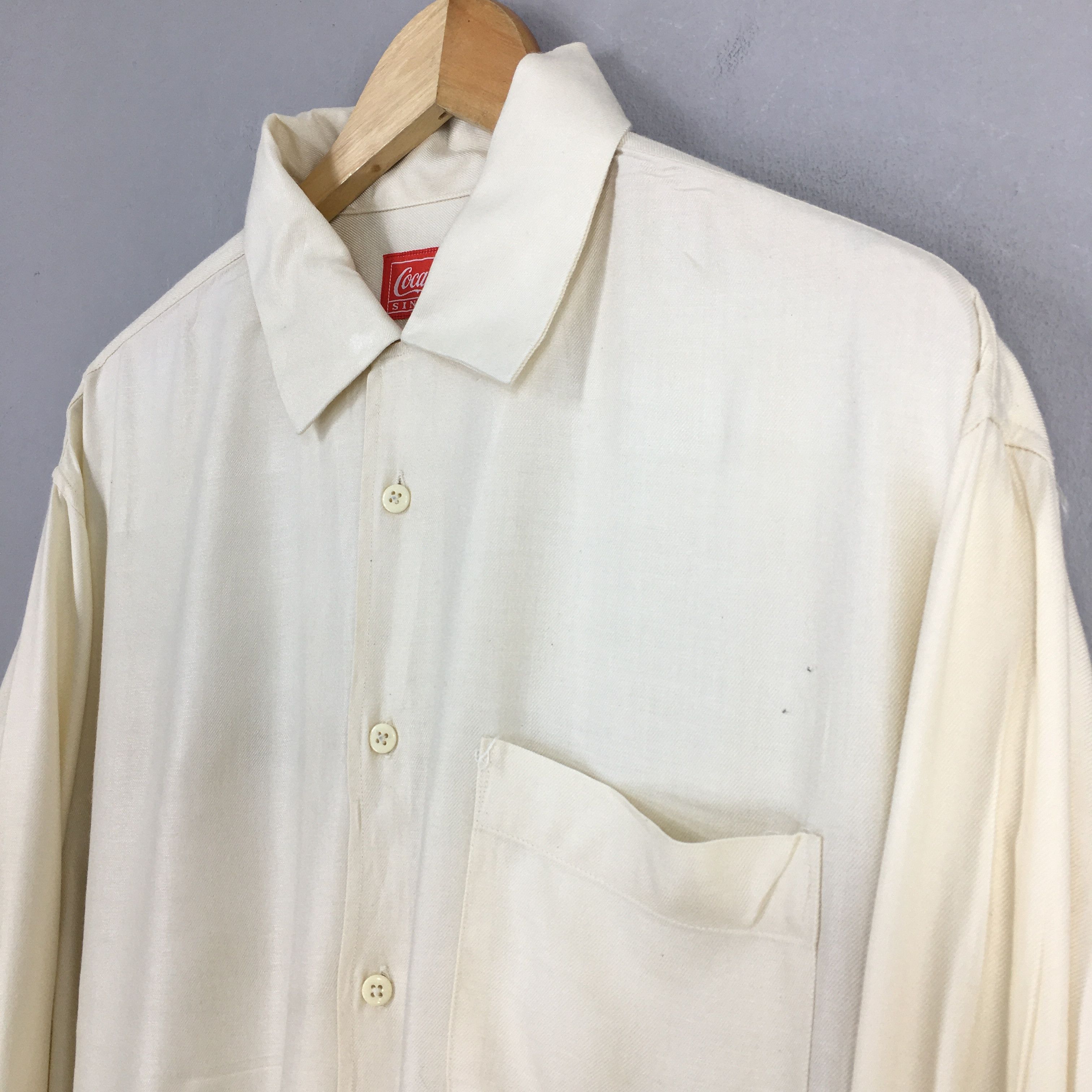 Designer Vintage 80's Coca Cola Flannel Yellow Rayon Shirt Large Size US L / EU 52-54 / 3 - 3 Thumbnail