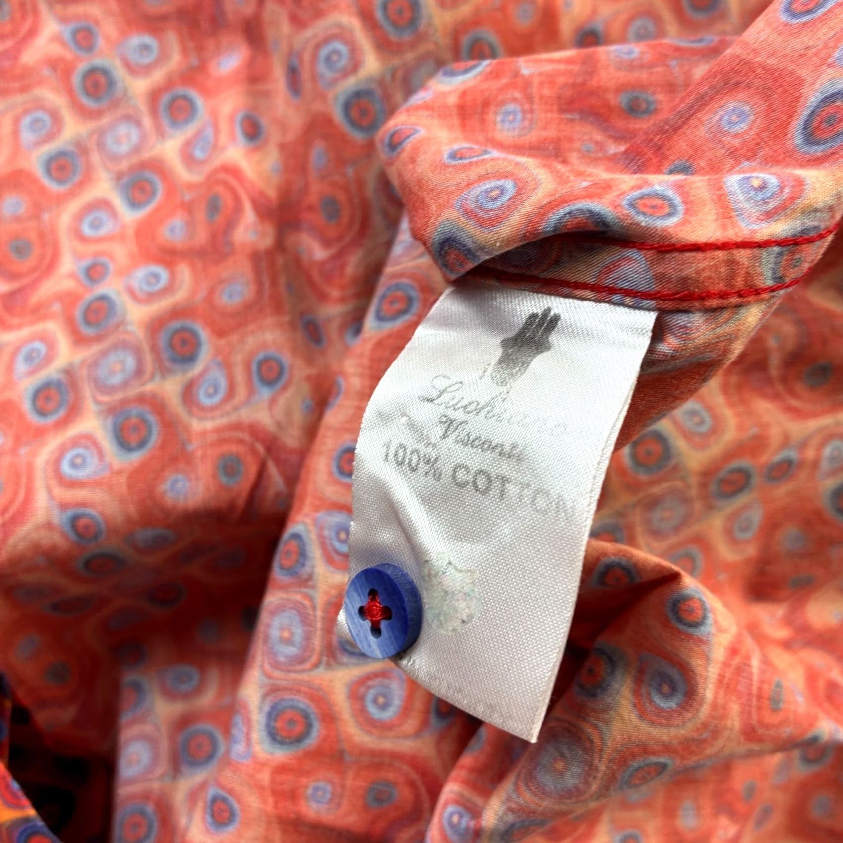 Luchiano Visconti Luchiano Visconti Shirt Mens 3XL XXXL Orange Flip Sleeve All Over Print Short Sleeve Button-Up Geometric Hawaiian Casual Business Travel Cotton Blue Size US XXL / EU 58 / 5 - 6 Thumbnail