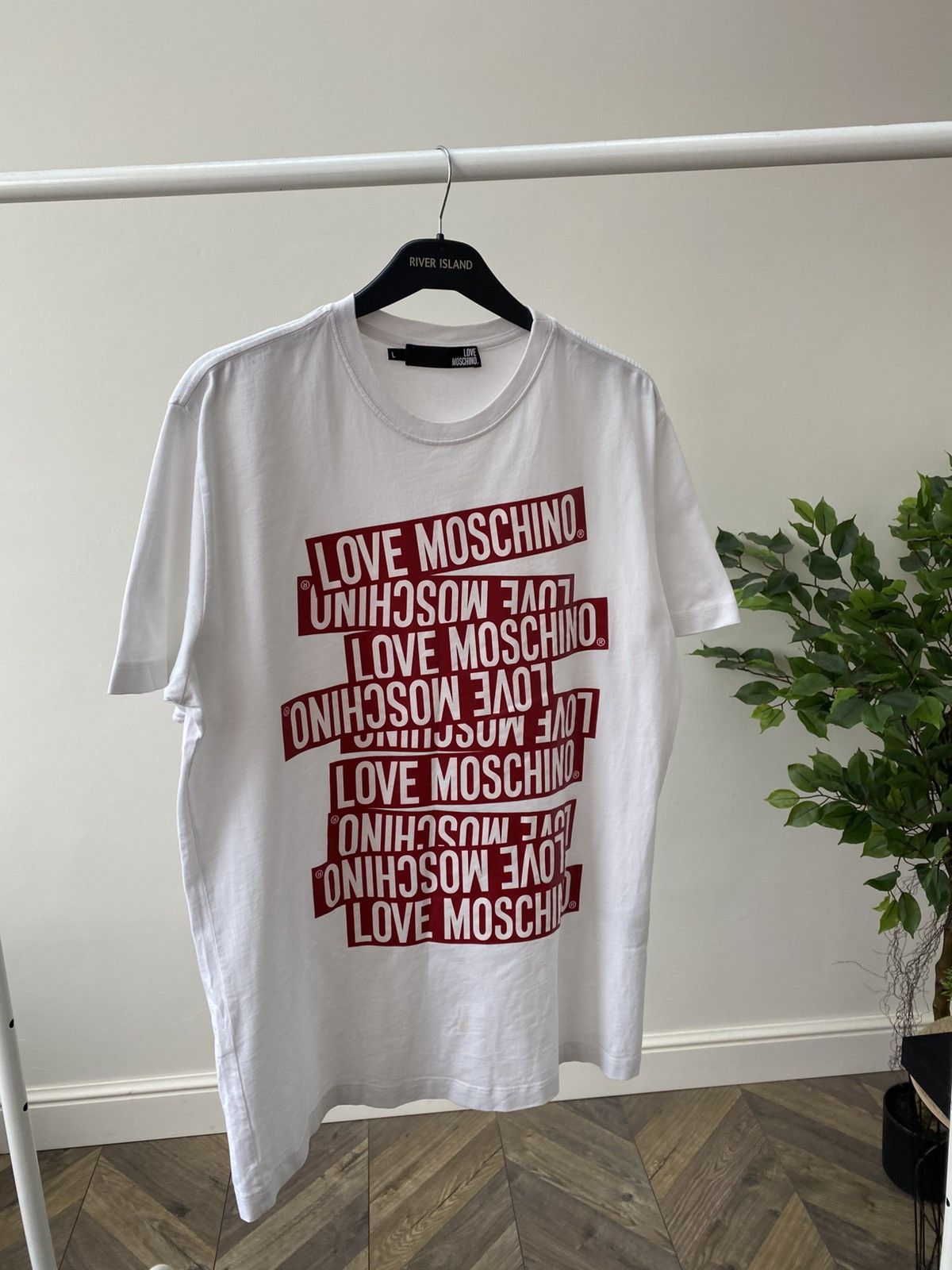 Moschino × Vintage Vintage Love Moschino Printed White T-shirt Size US L / EU 52-54 / 3 - 4 Thumbnail