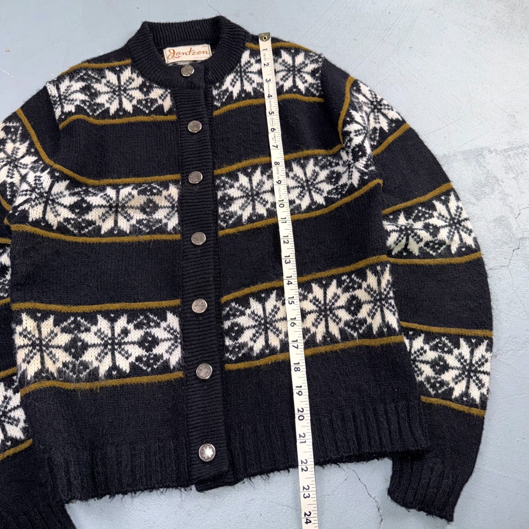 Jantzen VINTAGE Jantzen Sweater Adult 36 Black Patterned Cardigan Pullover Made USA 60s Size US M / EU 48-50 / 2 - 5 Thumbnail