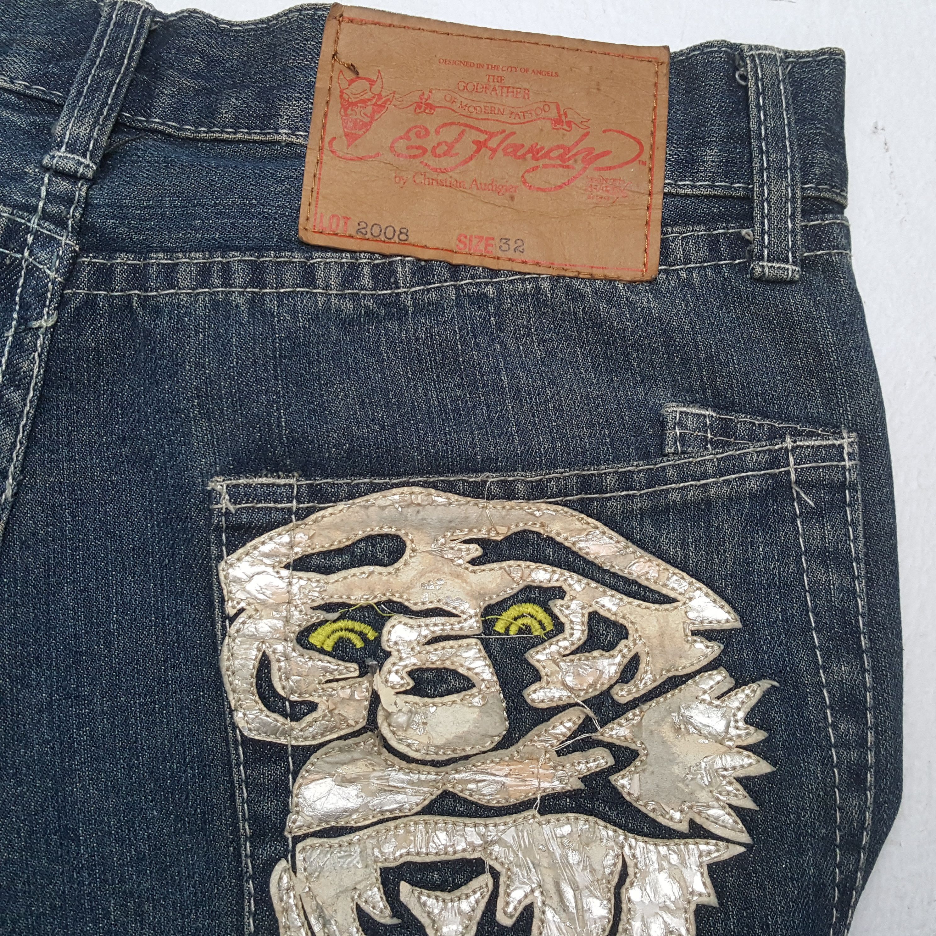 Christian Audigier × Ed Hardy × Vintage Vintage ED HARDY by CHRISTIAN AUDIGIER Fashion Designer Jean Size US 30 / EU 46 - 14 Thumbnail