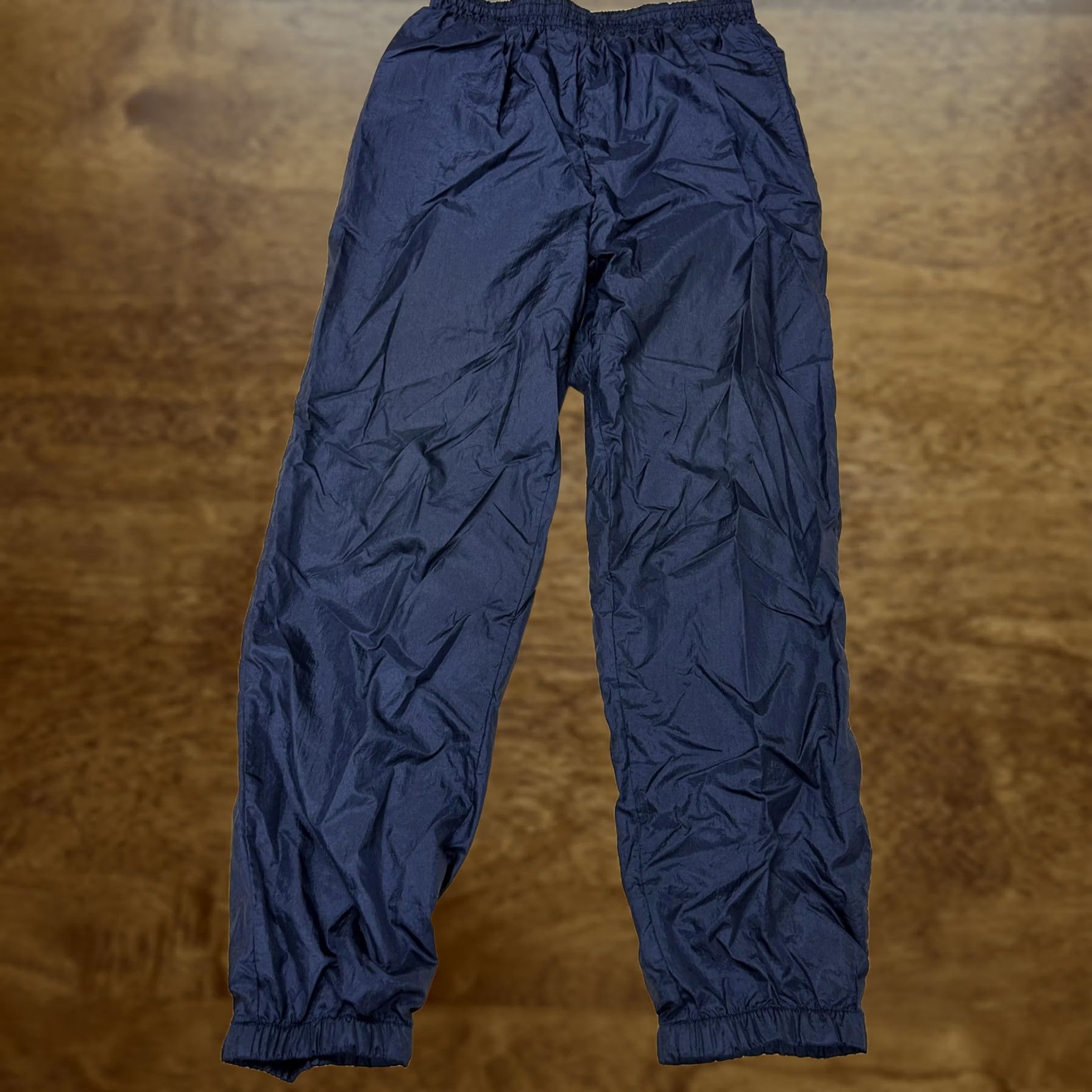 Vintage Vintage Track Pants Mens Med Blue Woven Lined Elastic Waist Tapered Leg Warm Up Size US 31 - 1 Thumbnail