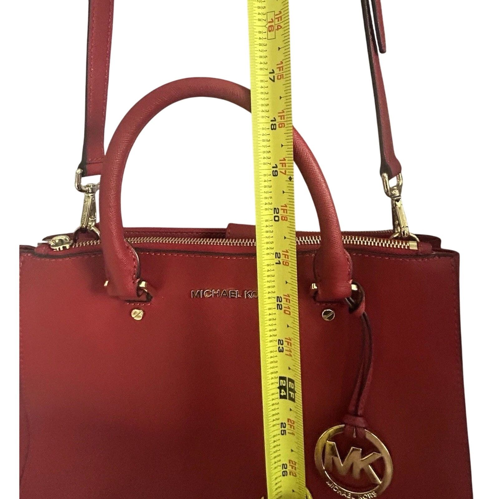 Michael Kors Michael Kors Sutton Red Satchel Saffiano Leather Handle Bag Size ONE SIZE - 21 Thumbnail