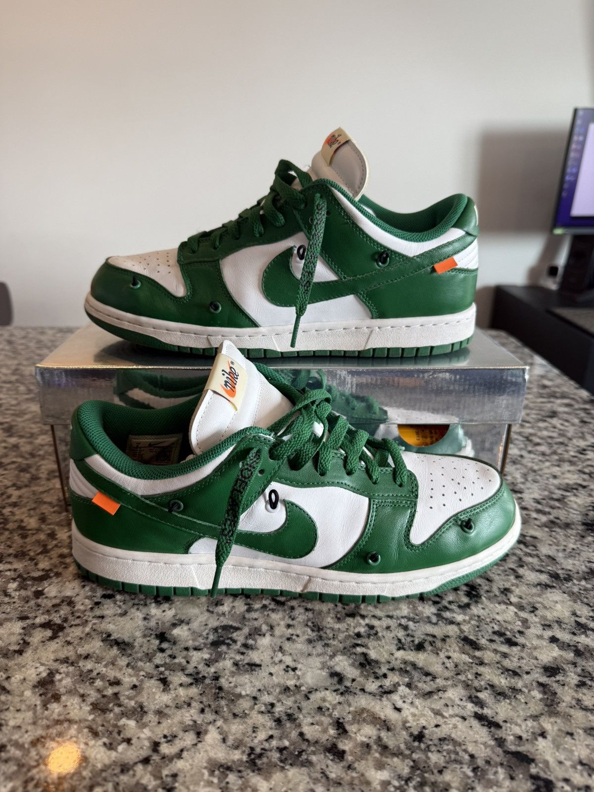 Nike × Off-White Dunk Low Off White Pine Green Size US 9 / EU 42 - 3 Thumbnail