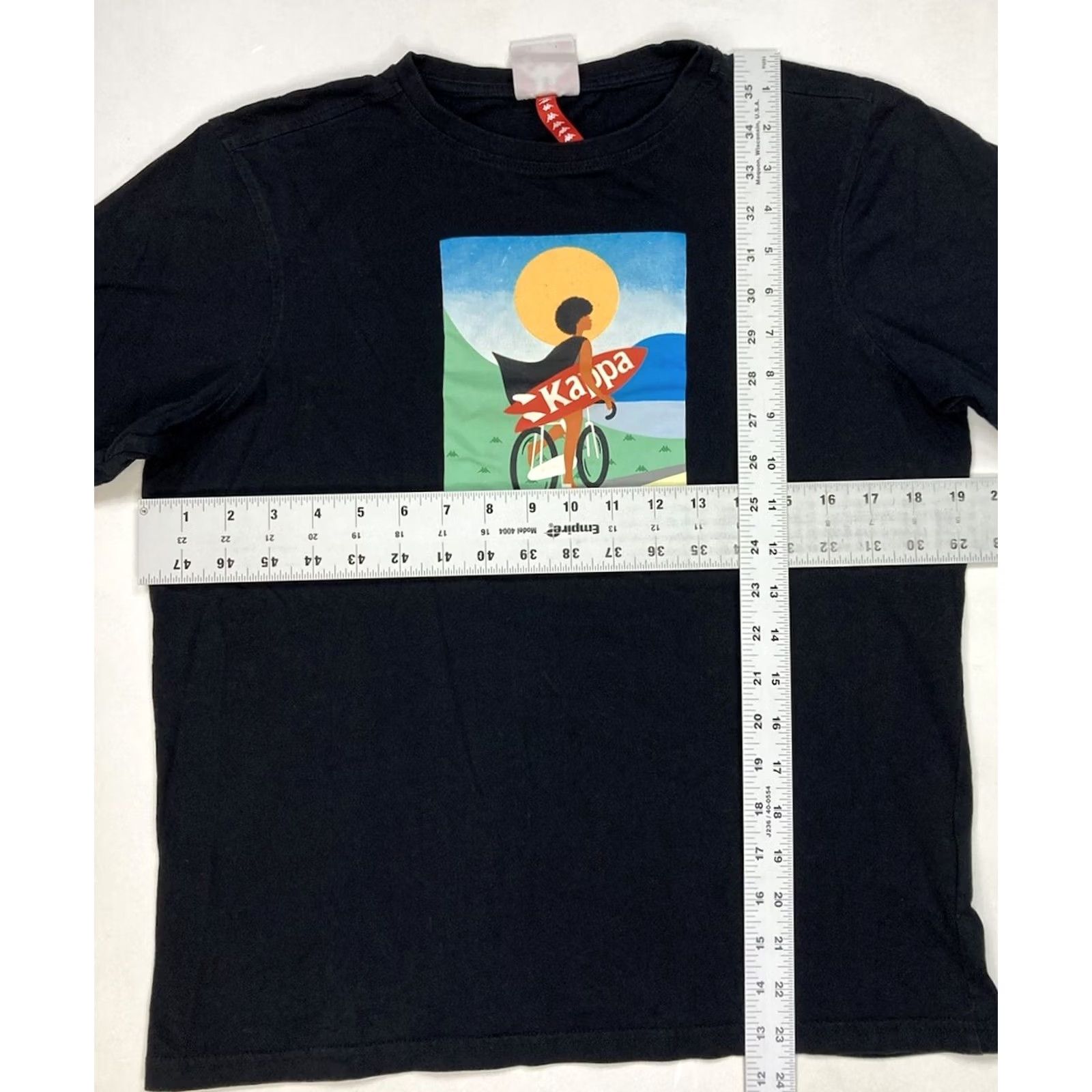 Kappa Kappa Surf Bicycle Art Graphic T-shirt Women Small Black Short Sleeve Shirt Size S / US 4 / IT 40 - 5 Thumbnail