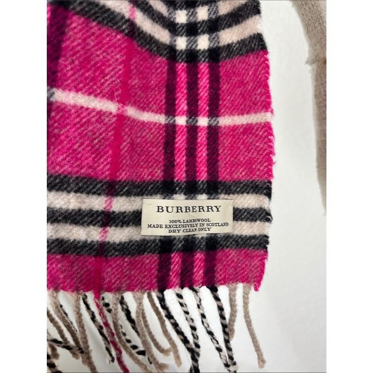 Burberry VTG Burberry Nova Check Fuchsia Plaid Lambswool Wool Fringe Size ONE SIZE - 3 Thumbnail