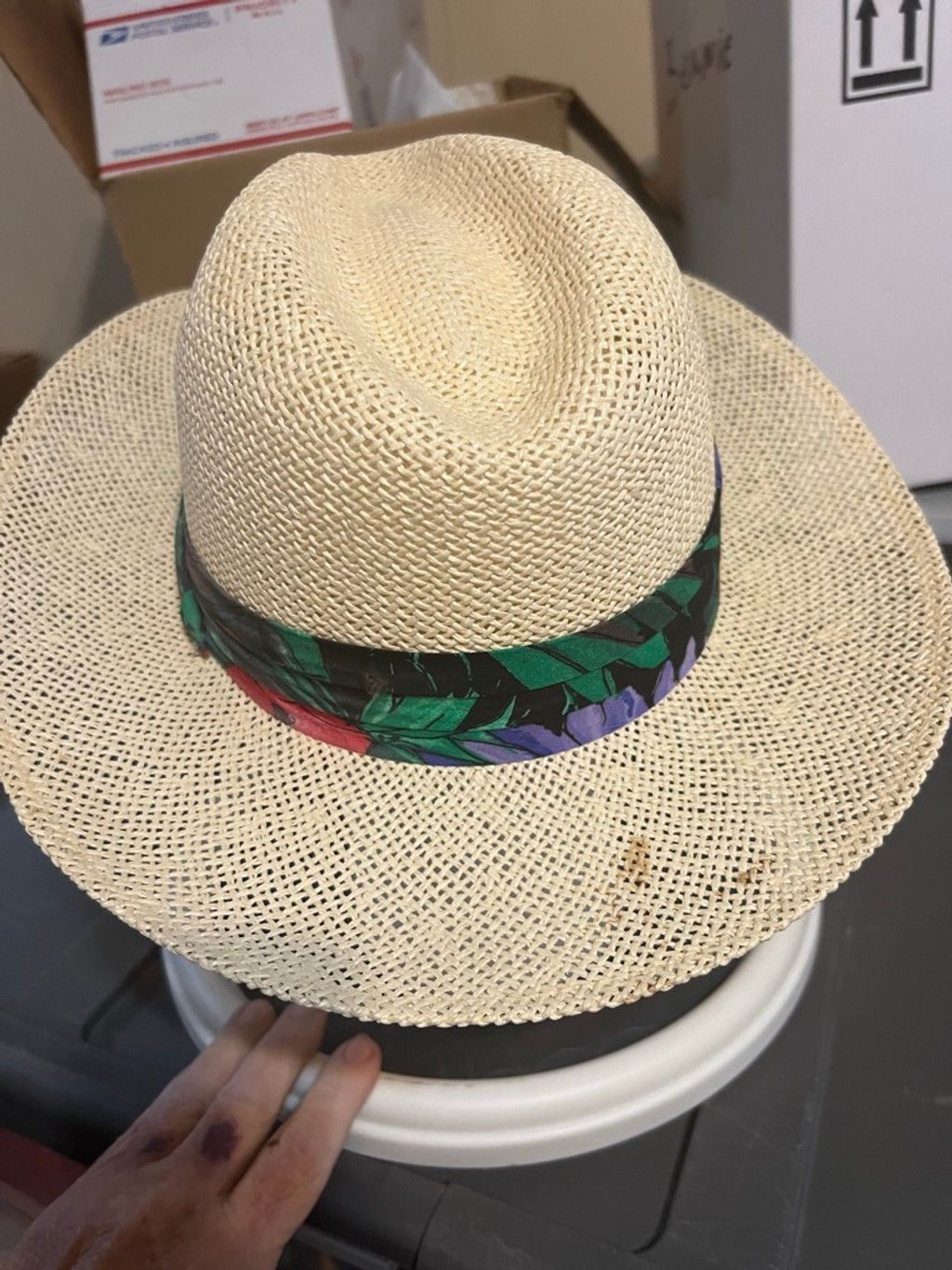 Other Peter Grimm Ltd. Beige Straw Hat with Green Floral Band Size ONE SIZE - 3 Thumbnail