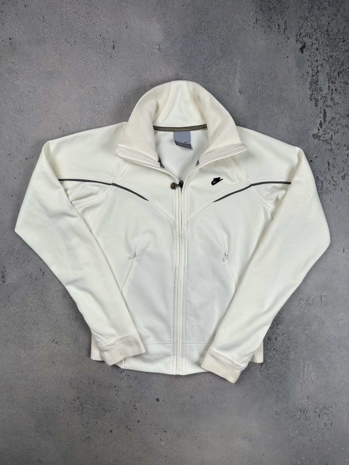 Nike Vintage Nike Mini Swoosh Full Zip Track Jacket Cream Y2K Size XS / US 0-2 / IT 36-38 - 1 Thumbnail