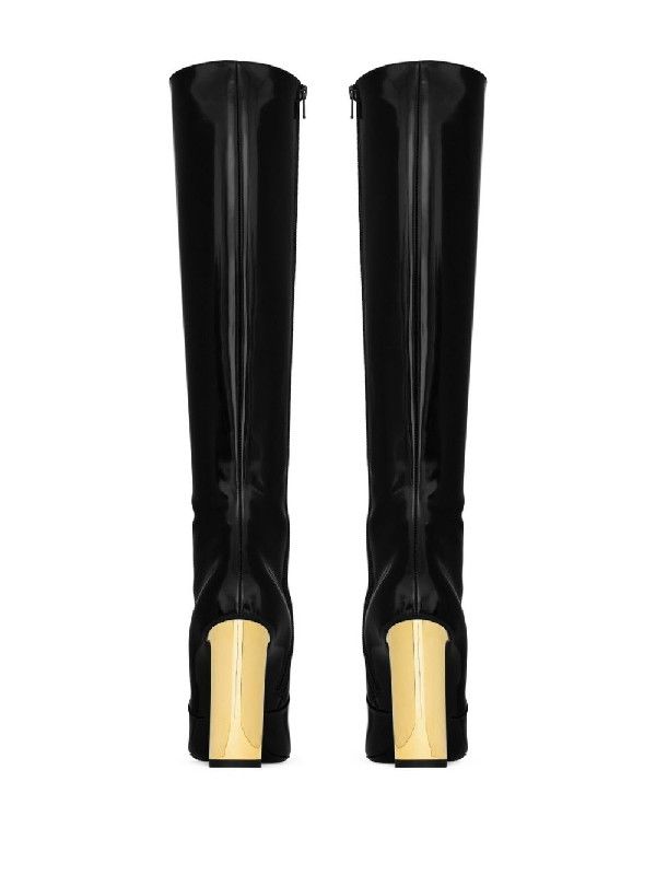 Saint Laurent Paris oc11z1125 Auteuil Boots in Glazed Leather in Black Size US 10 / IT 40 - 4 Thumbnail