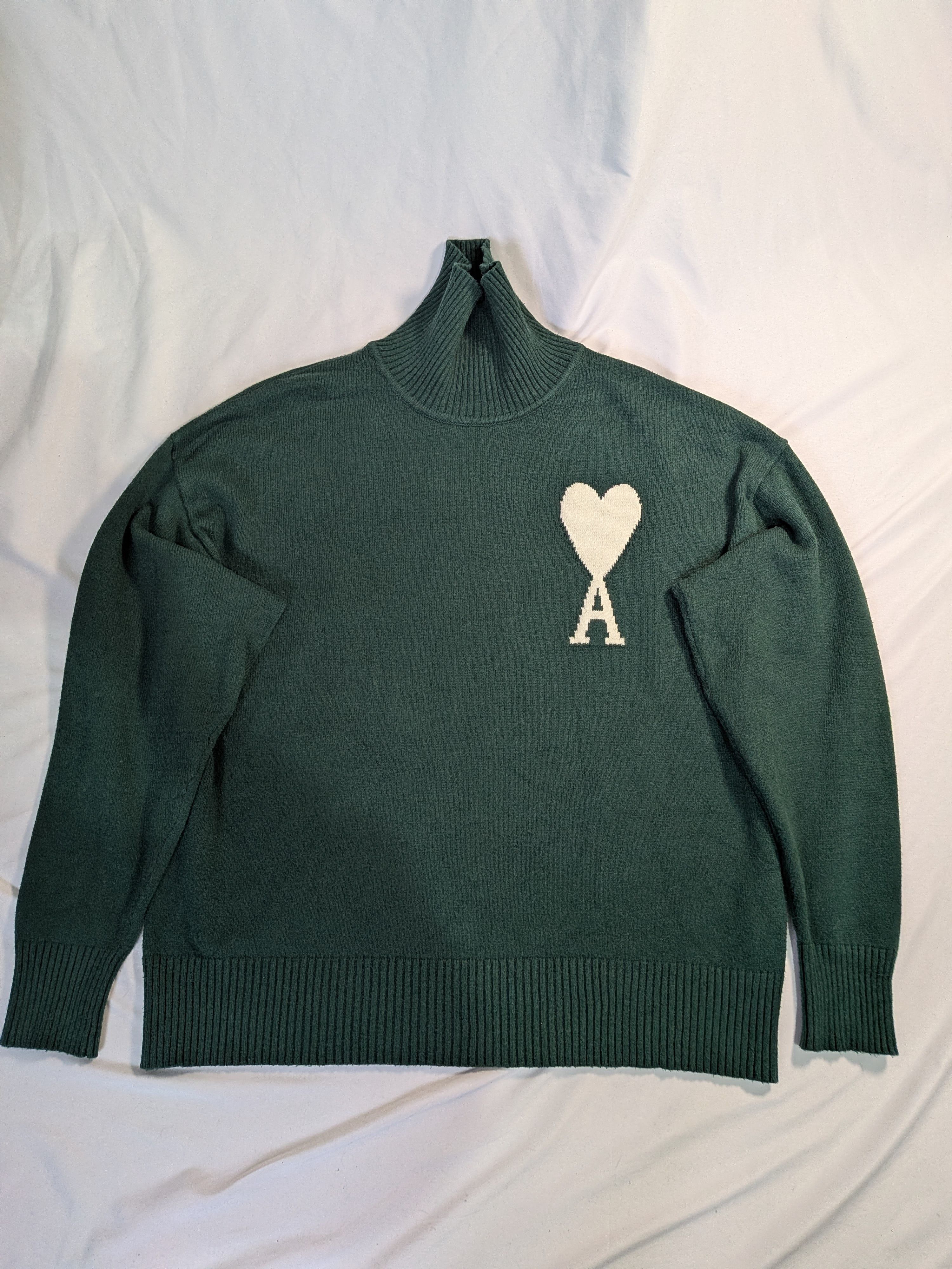 AMI Ami Paris Ami de Coeur Oversized Turtleneck Sweater Green XL Size US XL / EU 56 / 4 - 2 Thumbnail