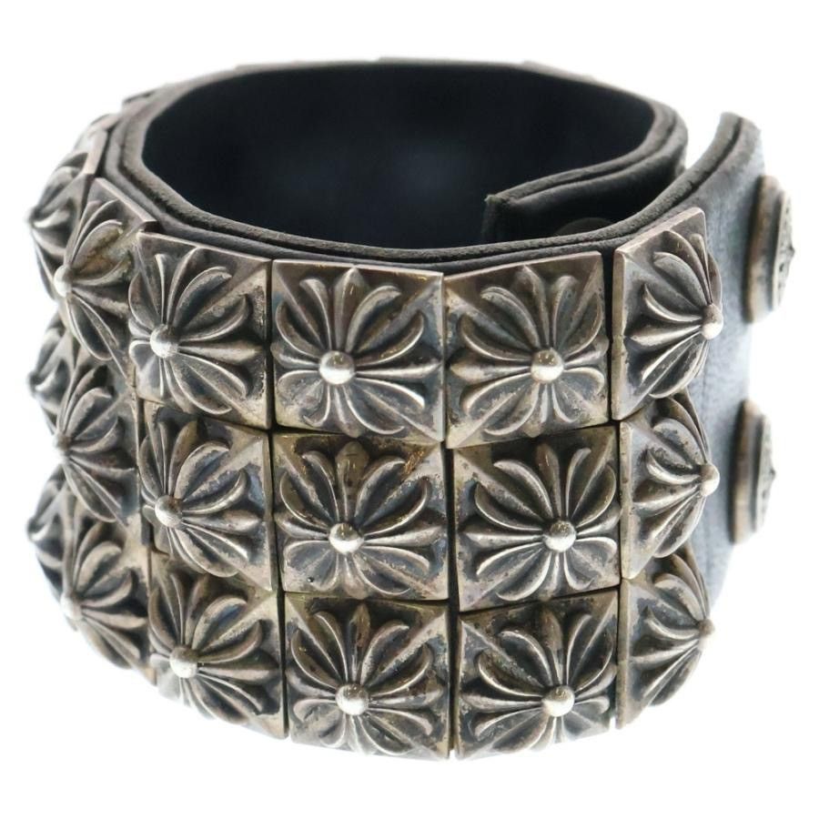 Chrome Hearts Chrome Hearts Pyramid Cross Studs Triple Leather Bracelet Size ONE SIZE - 4 Thumbnail