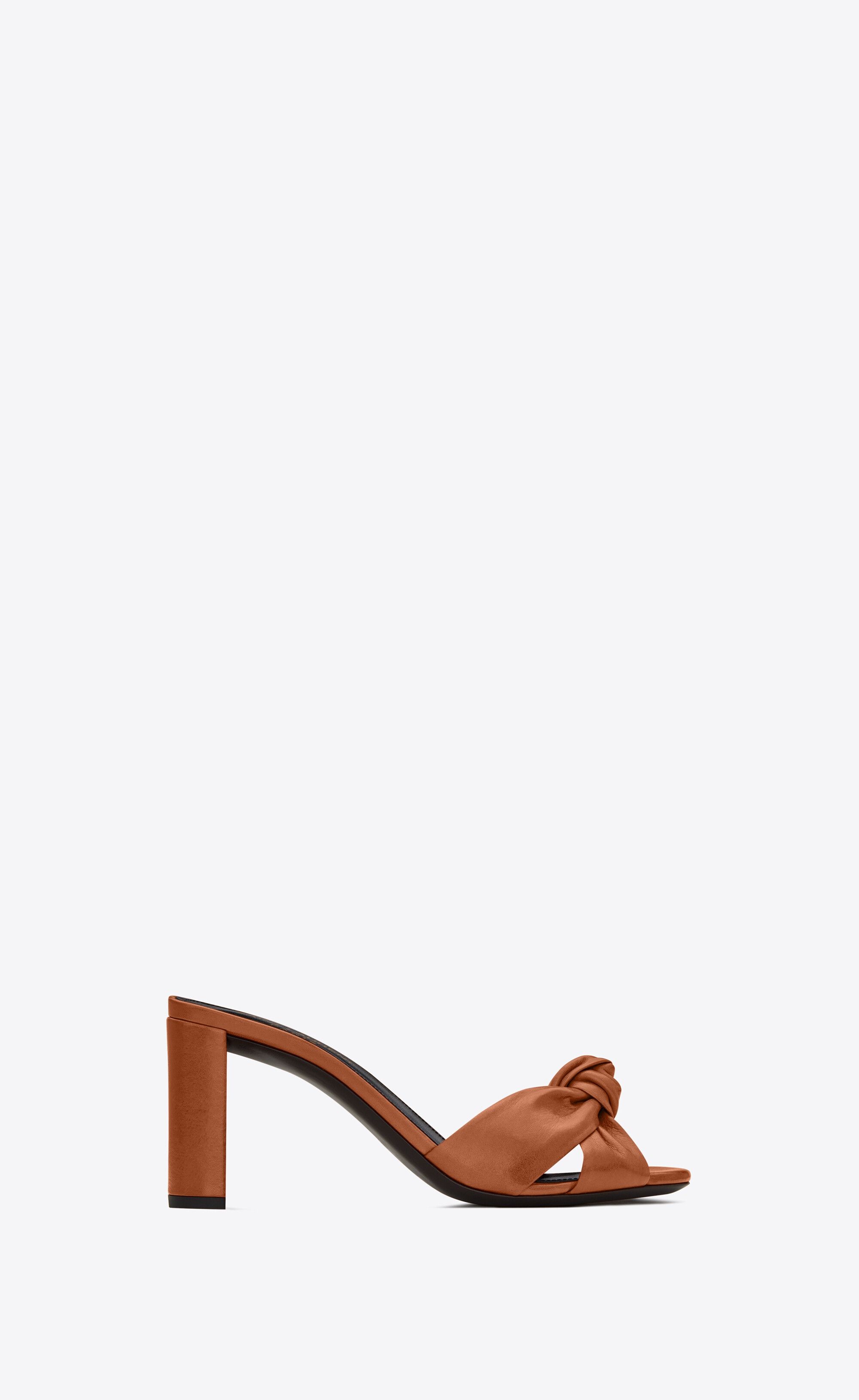 Saint Laurent Paris o1bcso1str0326 Bianca Mules In Smooth Leather in Brown Size US 9 / IT 39 - 1 Thumbnail