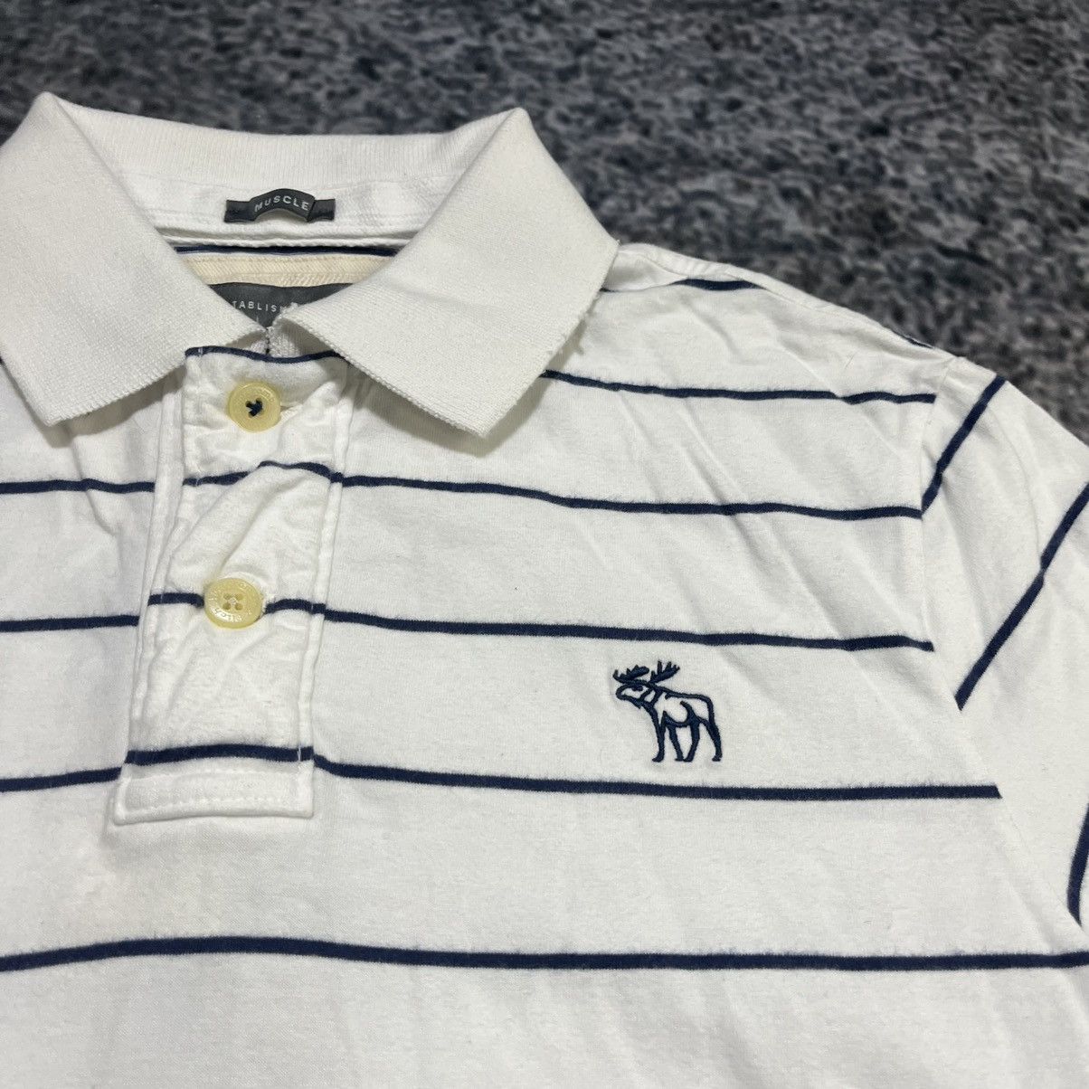 Abercrombie & Fitch Vintage Abercrombie & Fitch Muscle Polo Shirt White Blue XXL Size US XXL / EU 58 / 5 - 7 Thumbnail