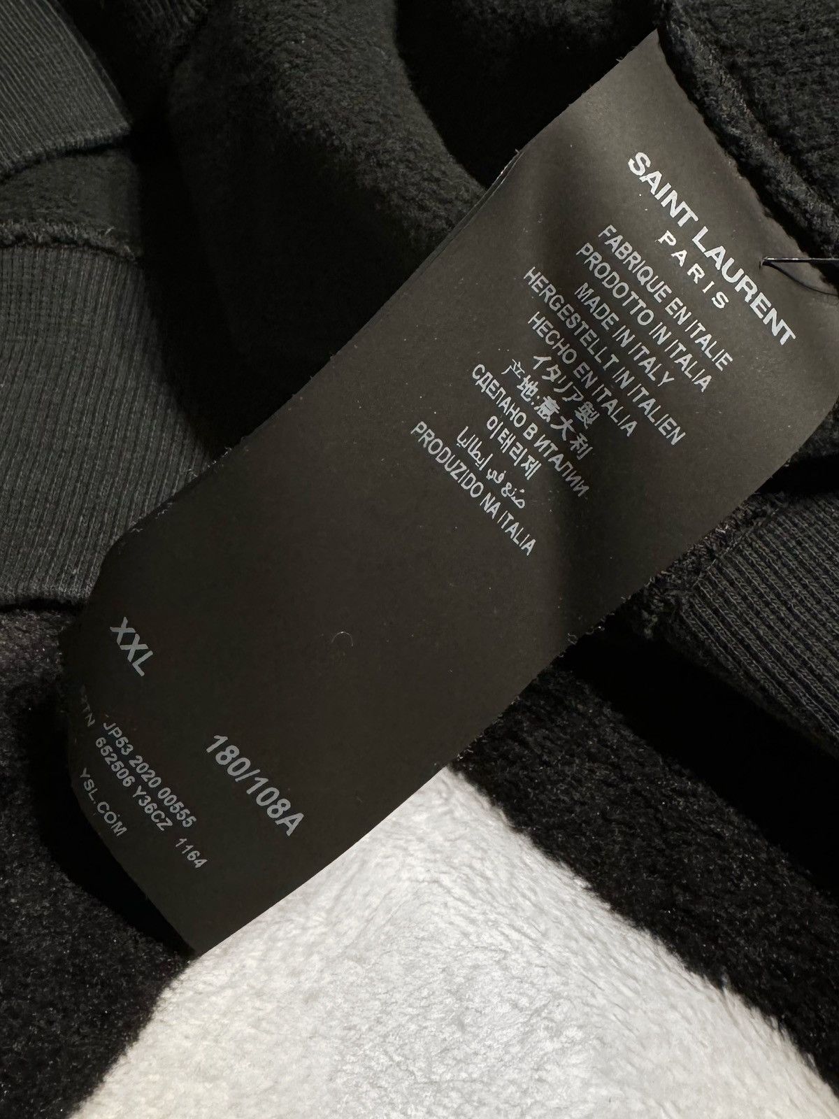 Saint Laurent Paris FW20 $736 GREEN BLUE LOGO SMOKE FOG SWEATER BLACK Size US XXL / EU 58 / 5 - 8 Thumbnail