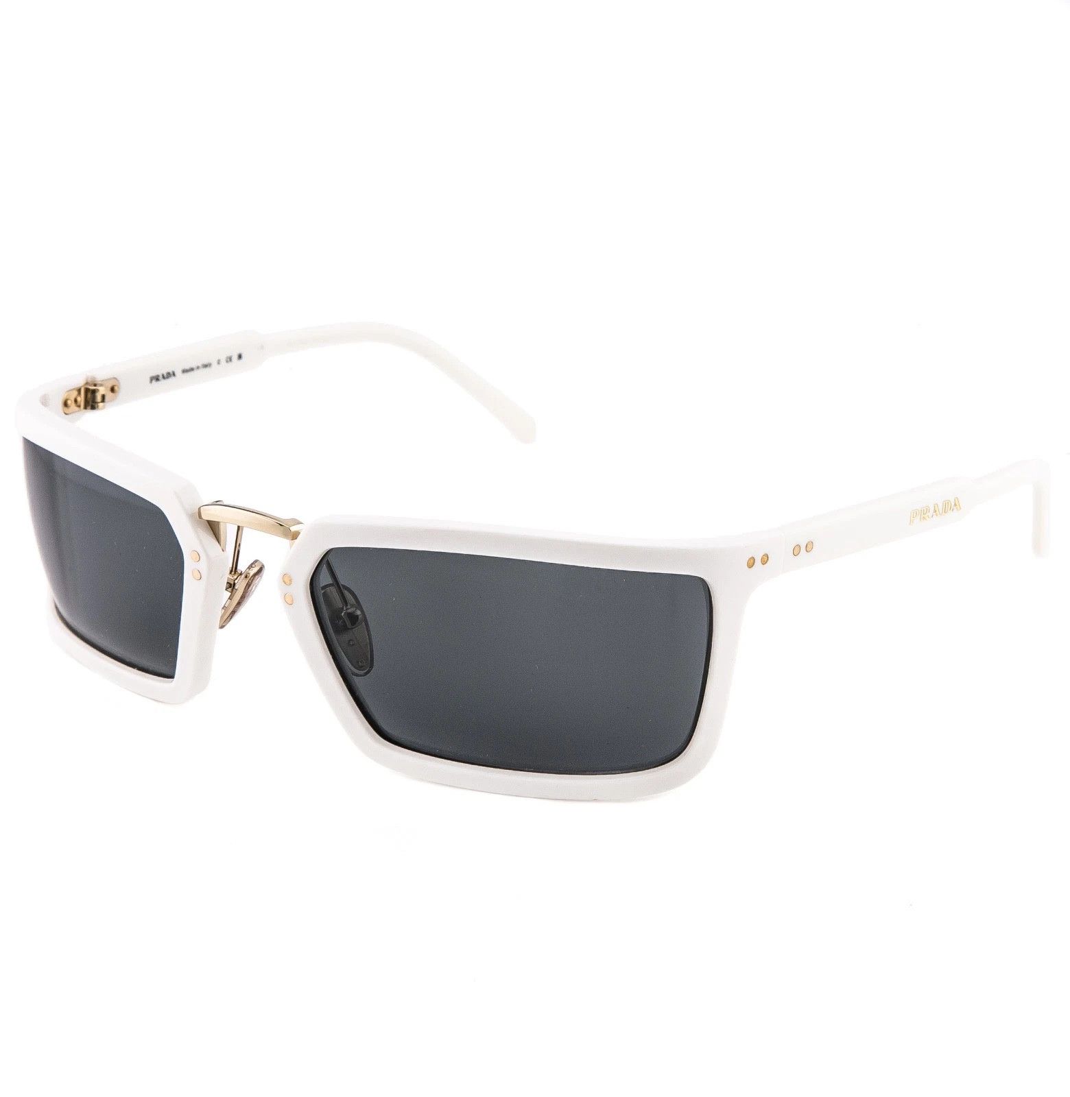 Prada PRADA A11 PRA11S White Gold Logo Wrap Mask Sunglass A11S Size ONE SIZE - 4 Thumbnail