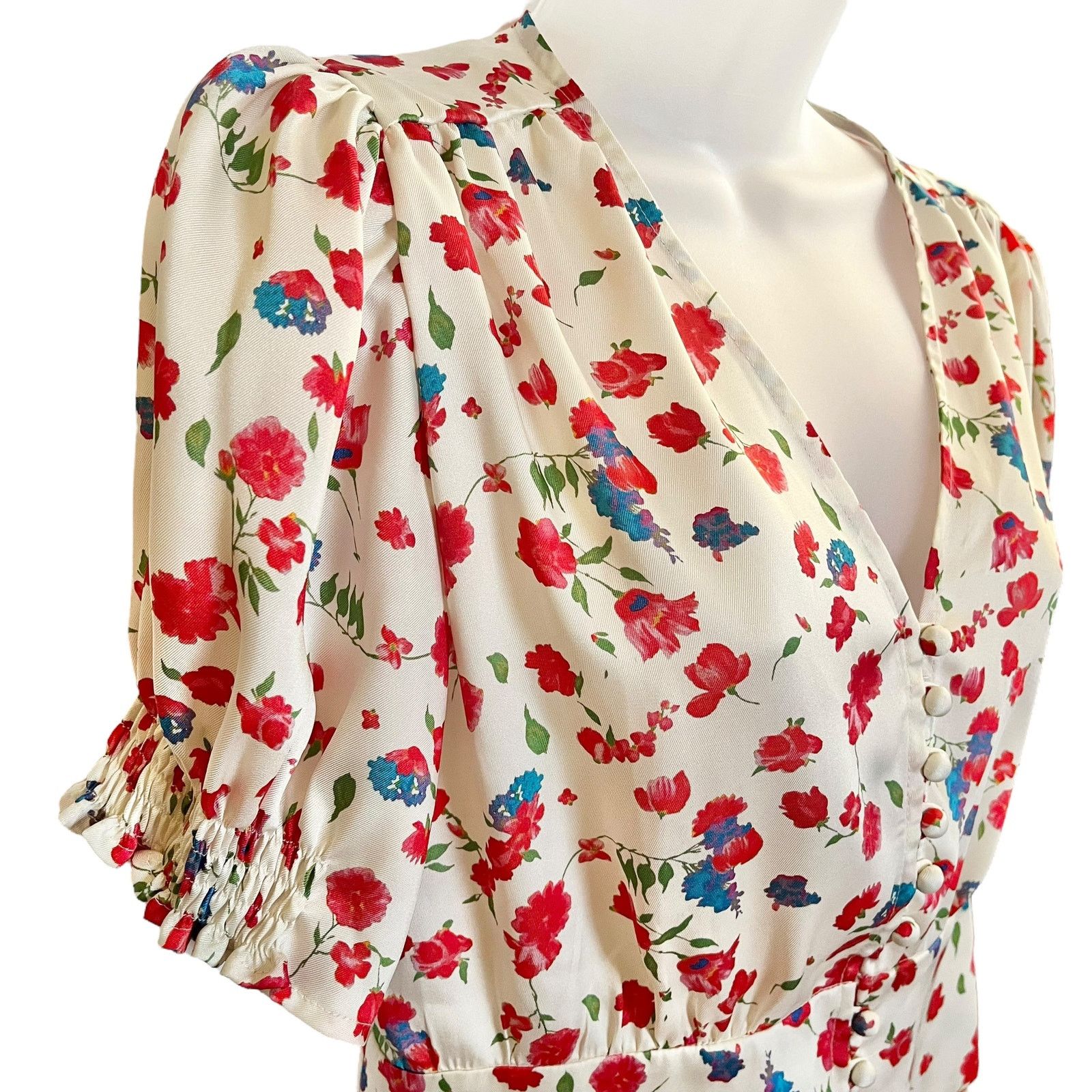 The Kooples The Kooples Country Flowers Puff Sleeve Crop Top Blouse Size M / US 6-8 / IT 42-44 - 11 Thumbnail