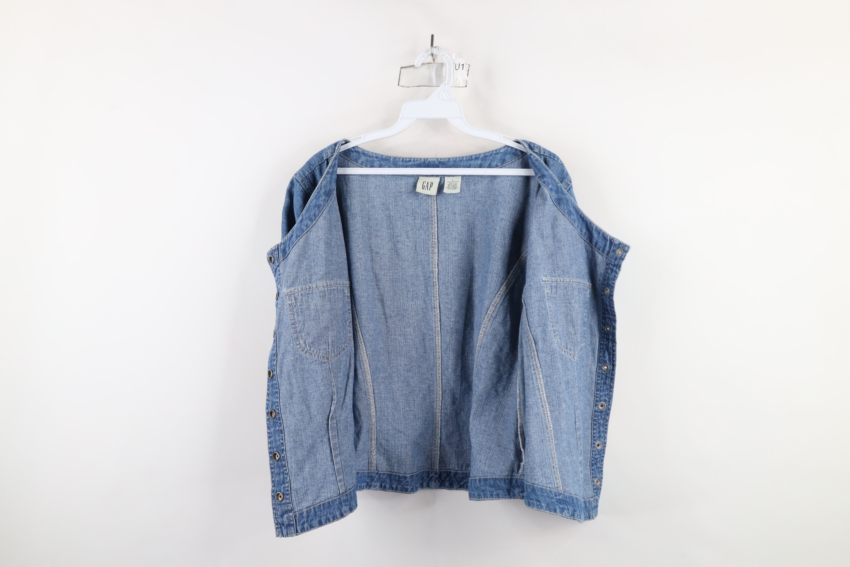 Gap × Vintage Vintage Y2K 90s Gap Cropped Denim Jean Button Shirt Blue Size L / US 10 / IT 46 - 8 Thumbnail