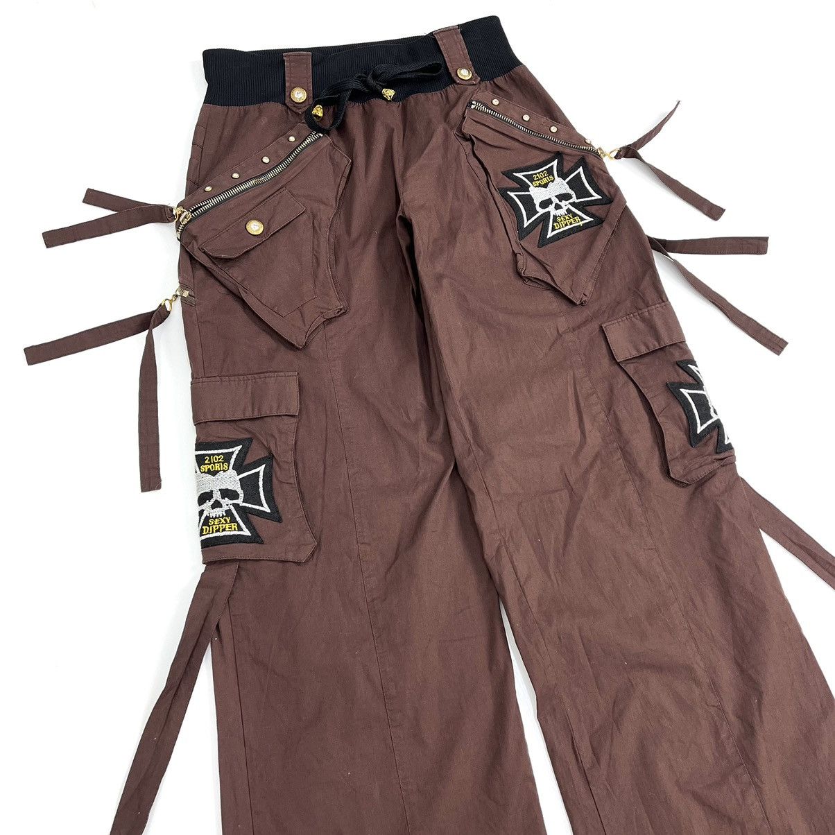14th Addiction × KMRii × Yasuyuki Ishii Crazy Y2K Dipper Bondage Skulls Studded Multipocket Pants Size US 27 - 18 Thumbnail