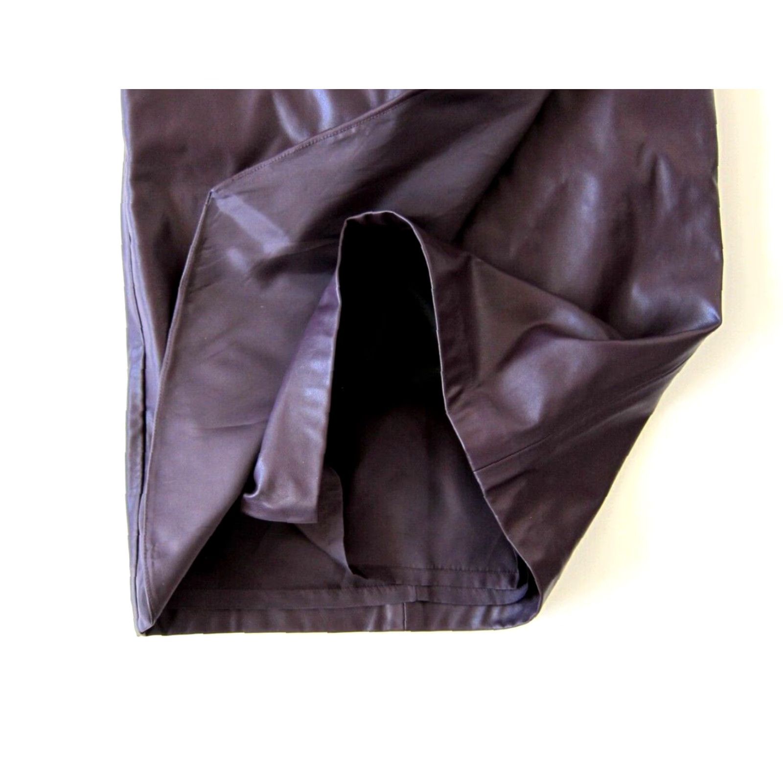 Calvin Klein Calvin Klein Purple Faux Leather Zipper Straight Pencil Wrap Work Skirt 4 Womens Knee Length Size 2 30" Waist 38" Hip Bar 23.5" Waist to Hem Size 26" / US 2 / IT 38 - 7 Thumbnail