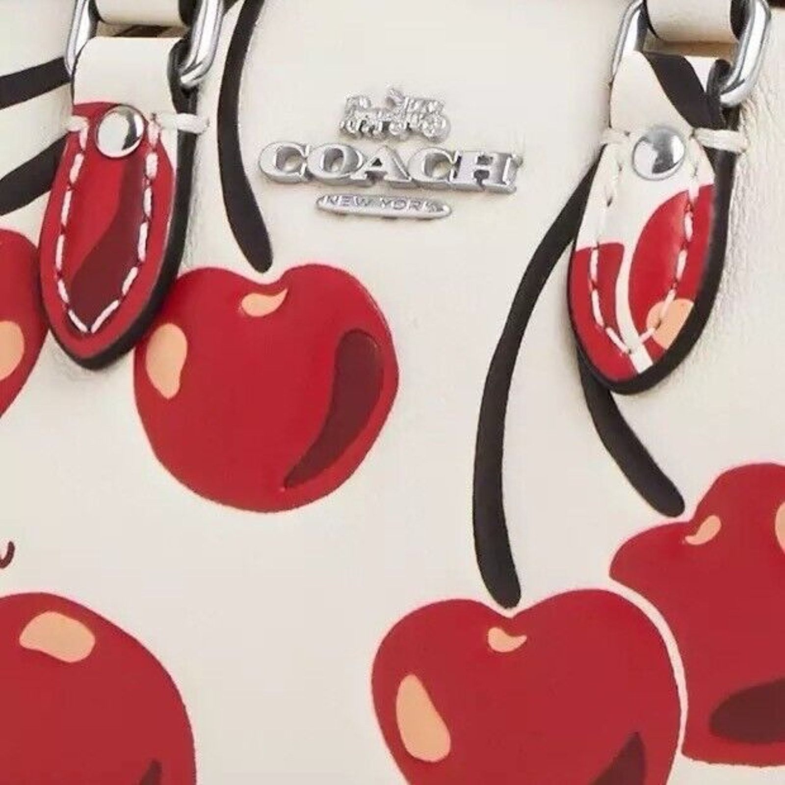 Coach NWT Coach Mini Rowan Bag Charm Chalk Red Cherry CZ082 Size ONE SIZE - 5 Thumbnail