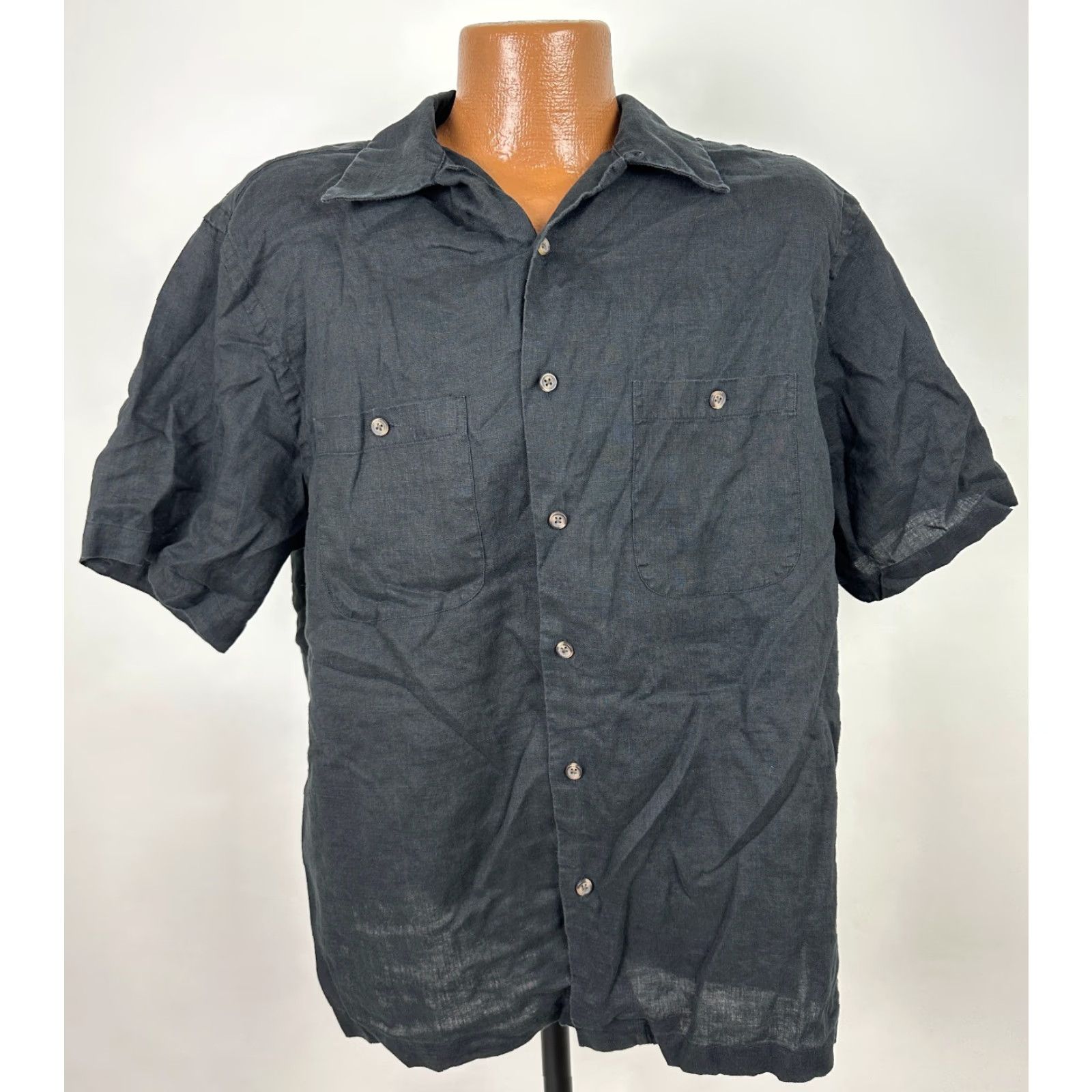 Vintage VINTAGE Paul Fredrick Linen Shirt Men Large Short Sleeve Button-Up Casual Summer 90s Size US L / EU 52-54 / 3 - 2 Thumbnail