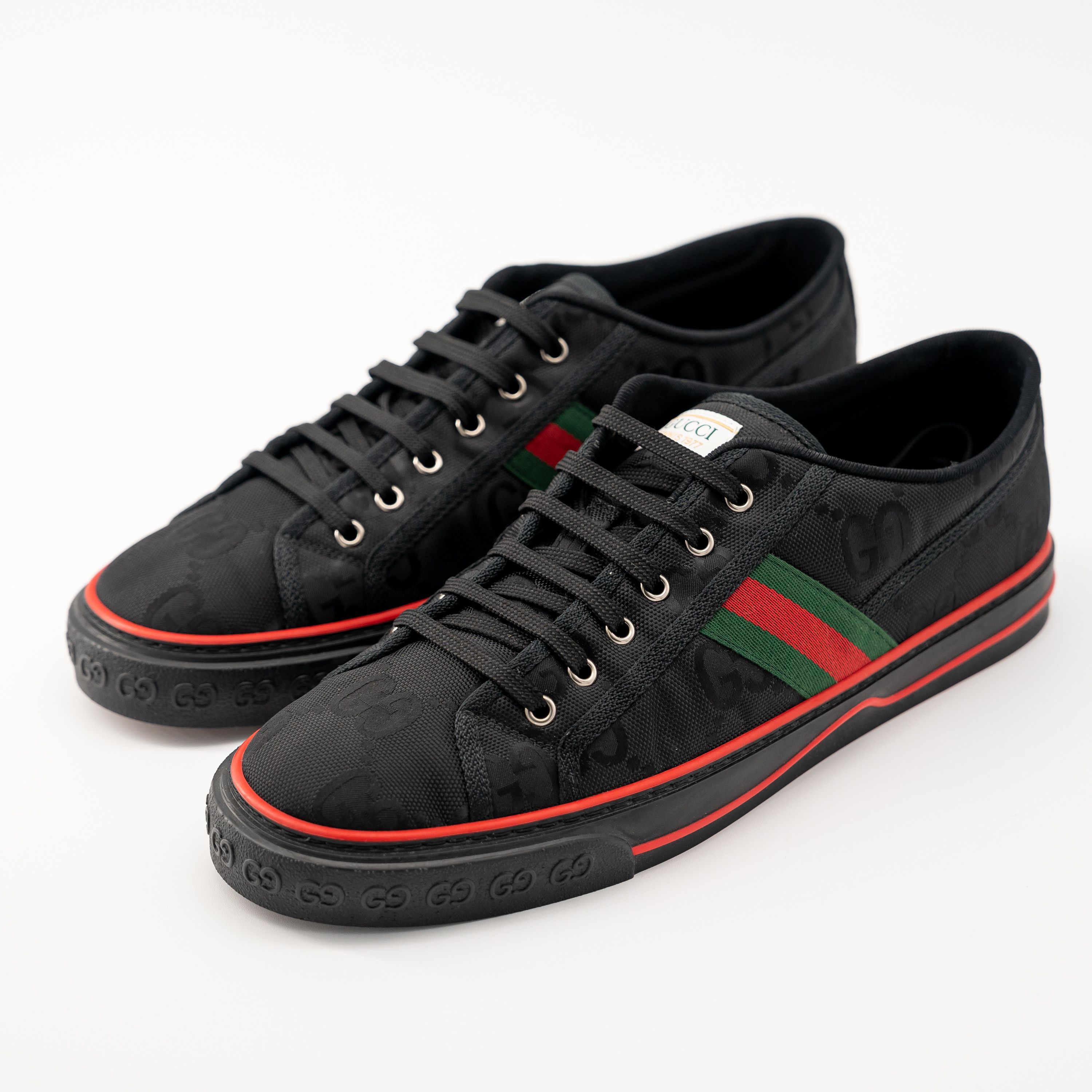 Gucci Gucci Tennis 1977 Low Black Canvas Sneakers GG Size US 13 / EU 46 - 1 Thumbnail